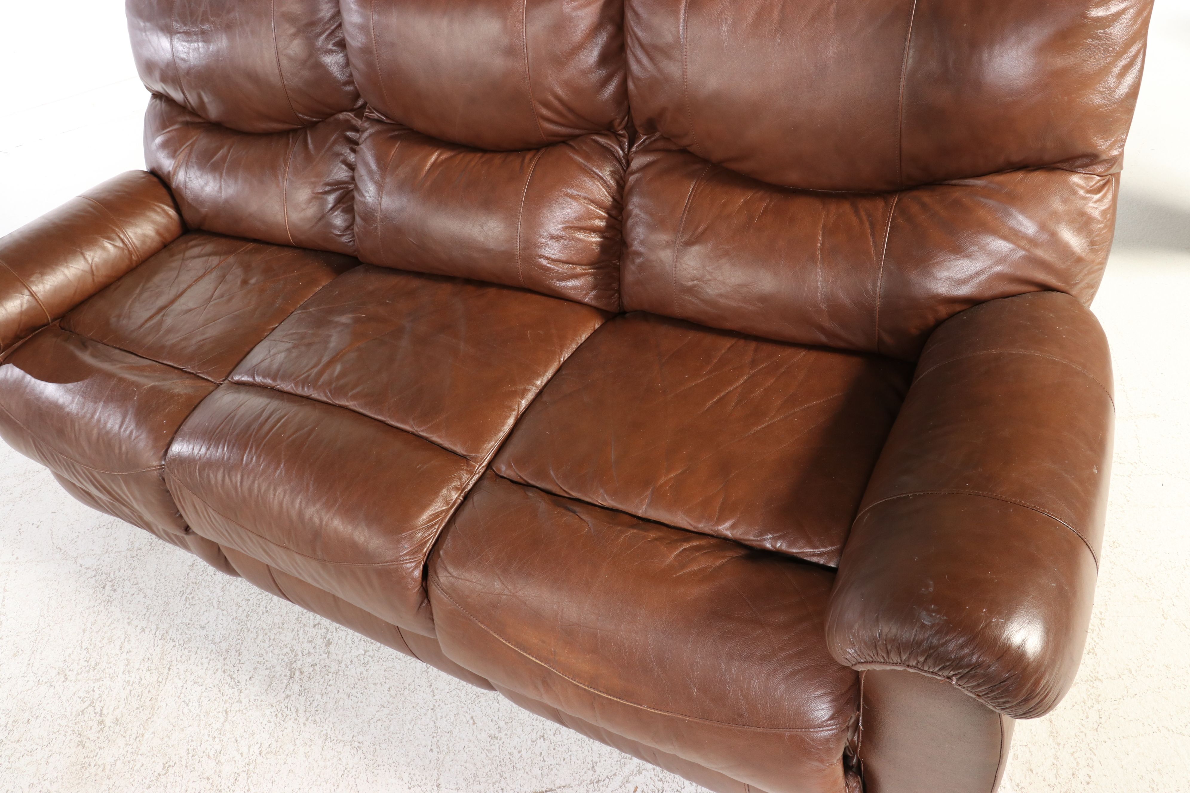 Contemporary Dual-Reclining Leather Sofa, 21st Century