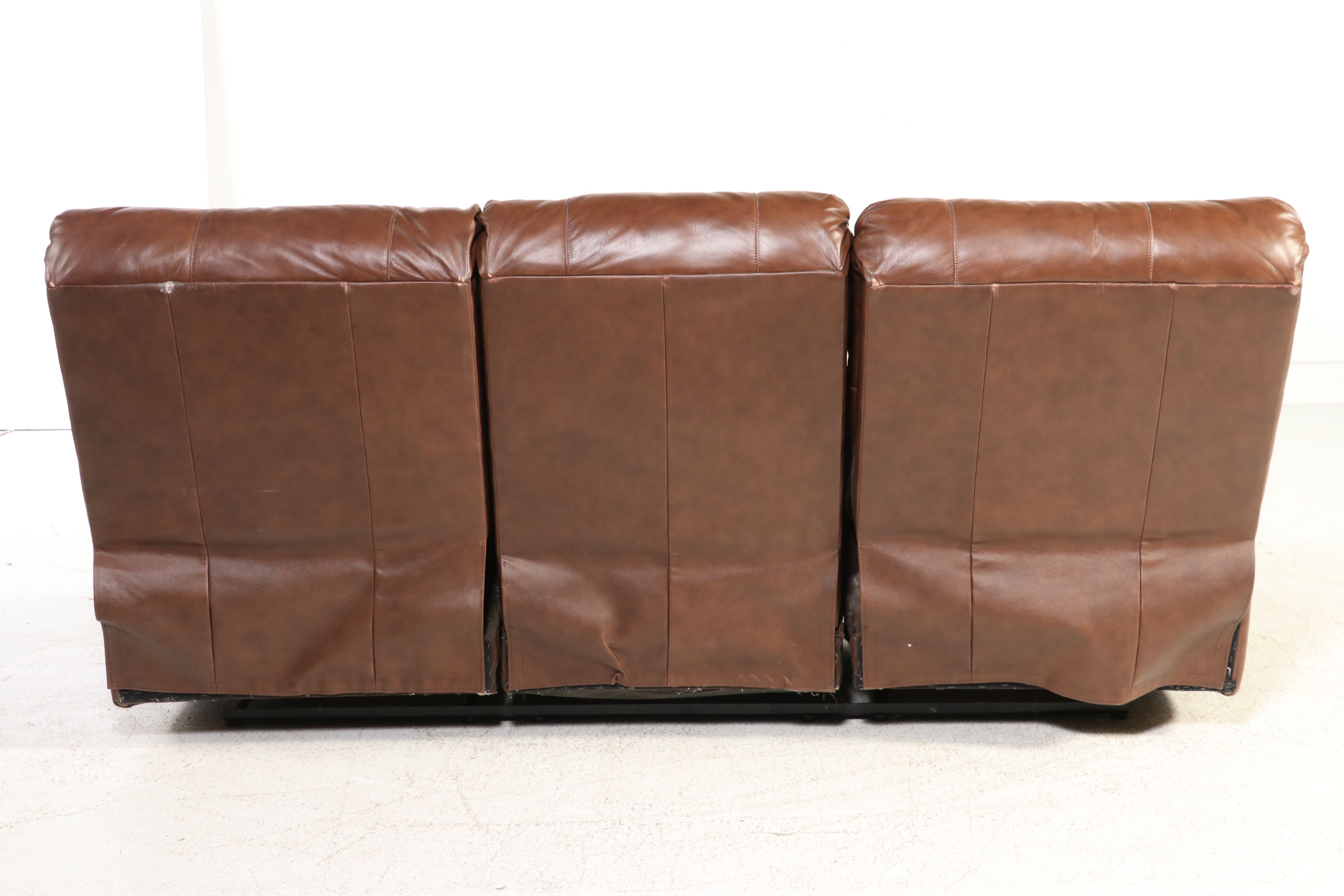 Contemporary Dual-Reclining Leather Sofa, 21st Century