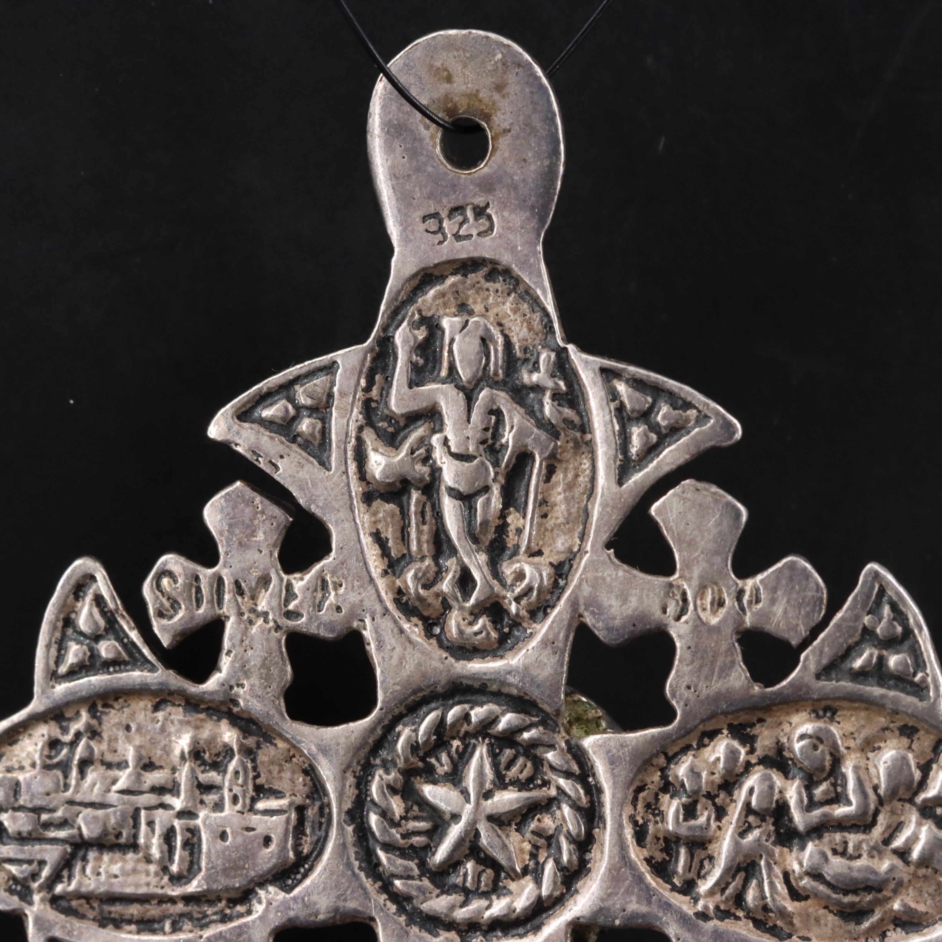 Sterling Spinel Jerusalem Cross Pendant