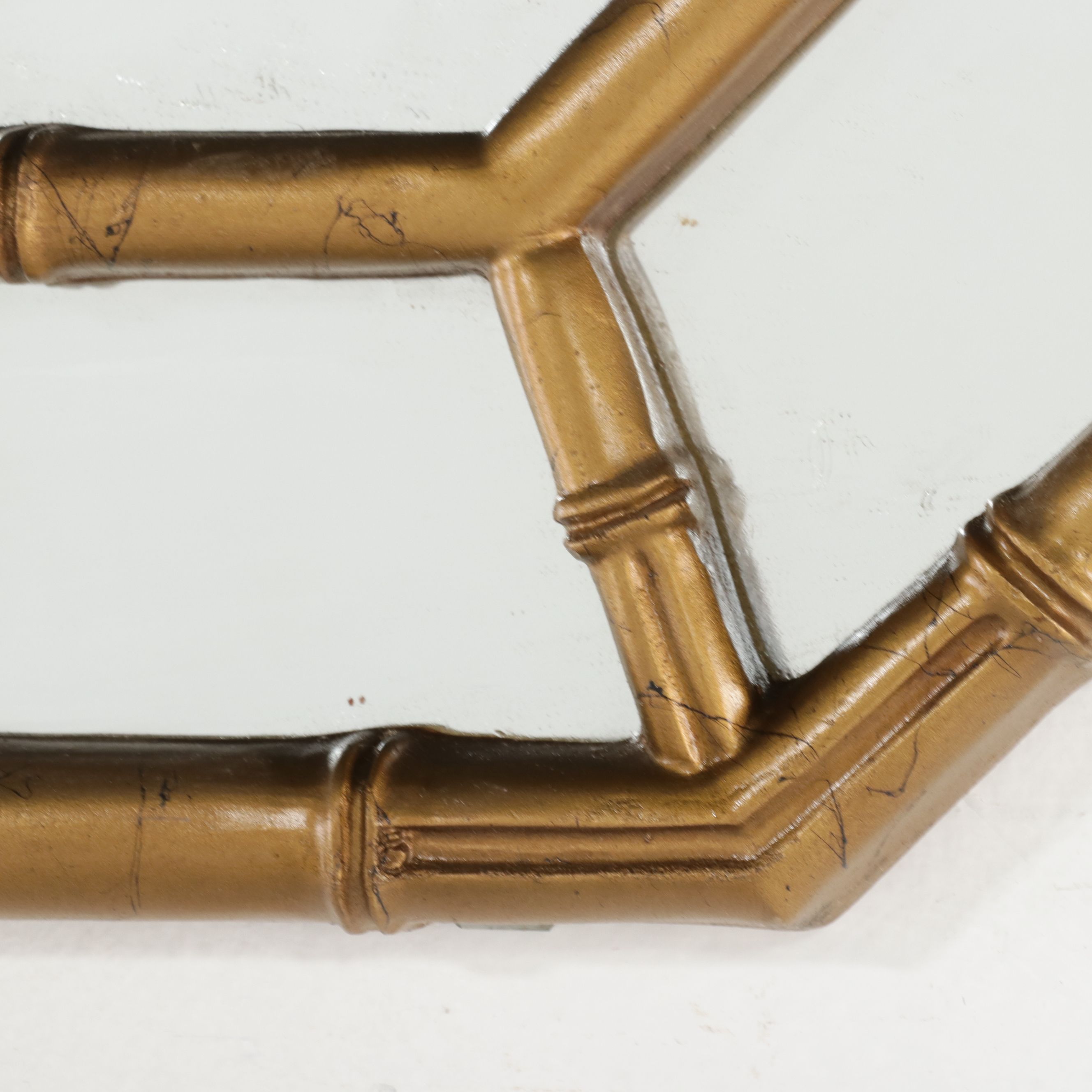 Gilded Faux Bamboo Turned Wall Mirror, Mid-20th Century