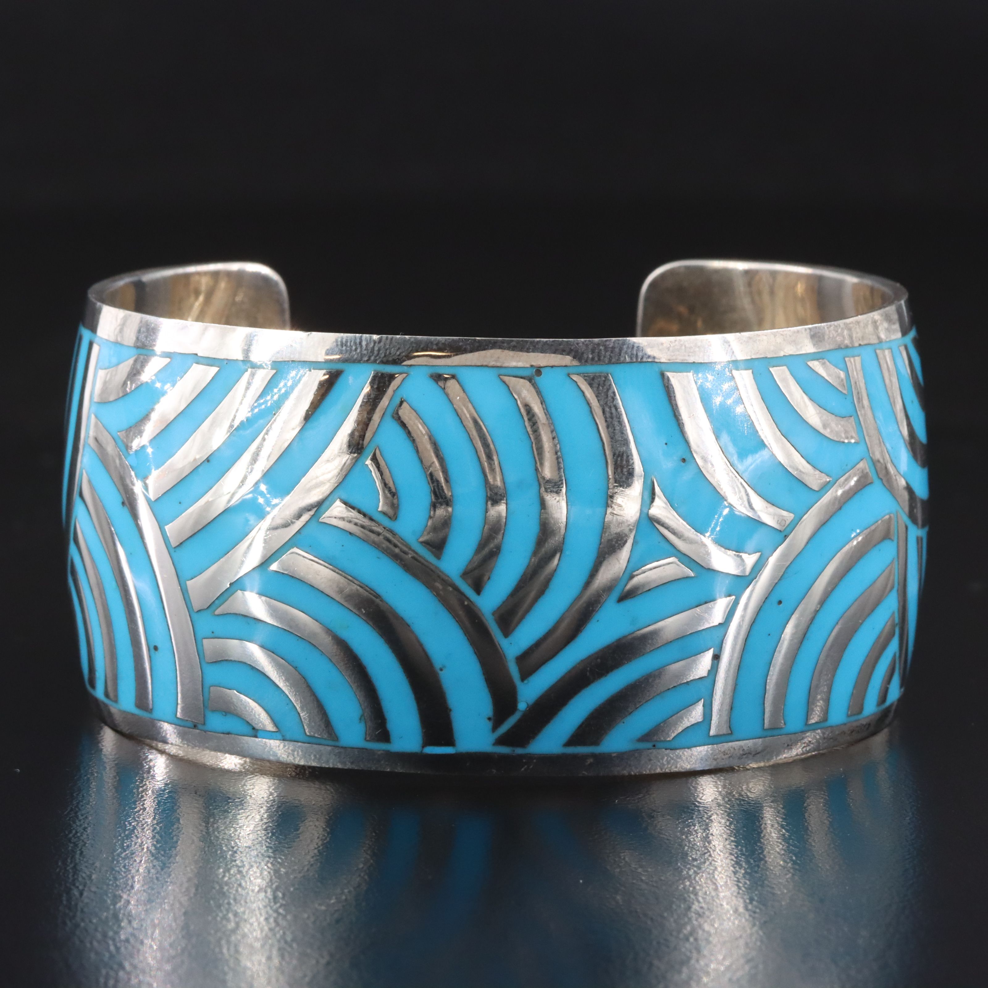 Sterling Enamel Concentric Arc Cuff