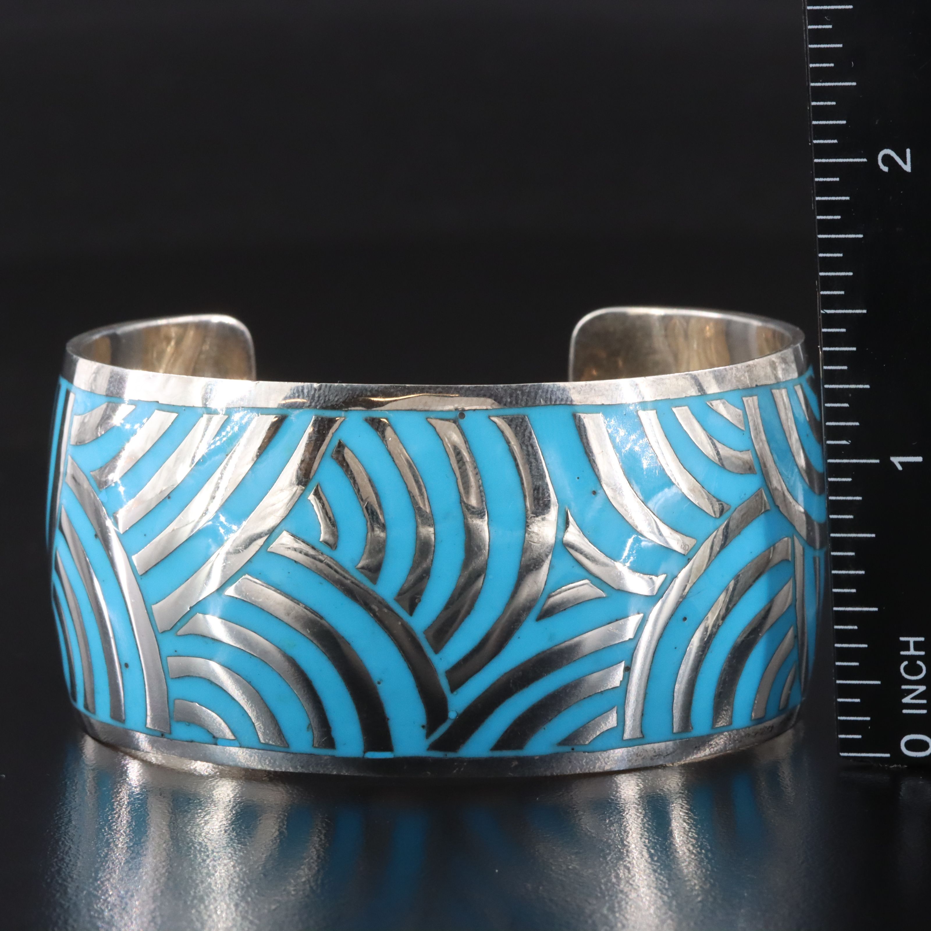 Sterling Enamel Concentric Arc Cuff