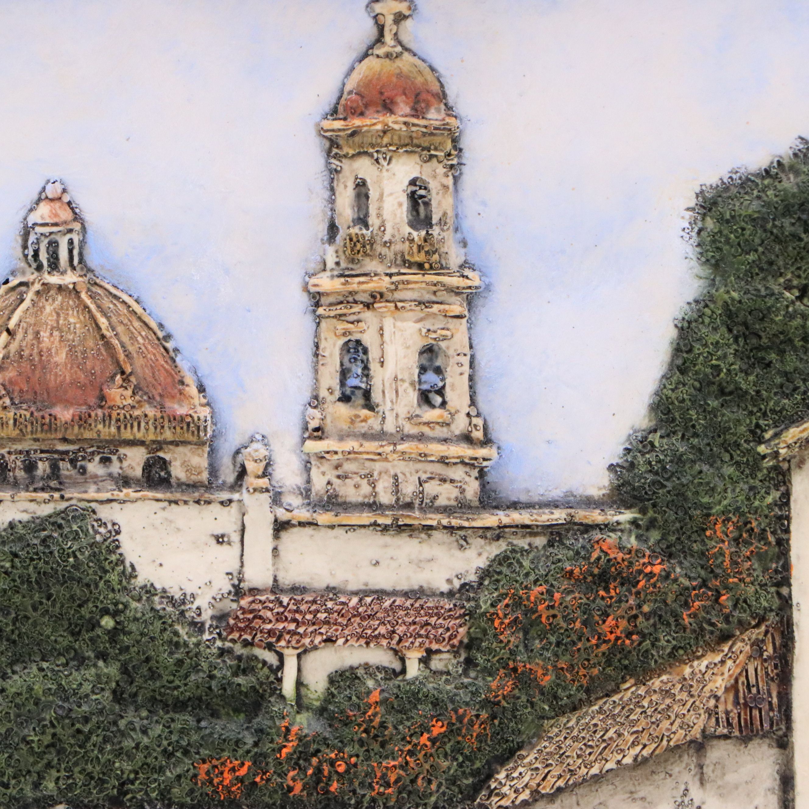 Sculpted Resin Engravings of Quaint European Towns, Late 20th Century