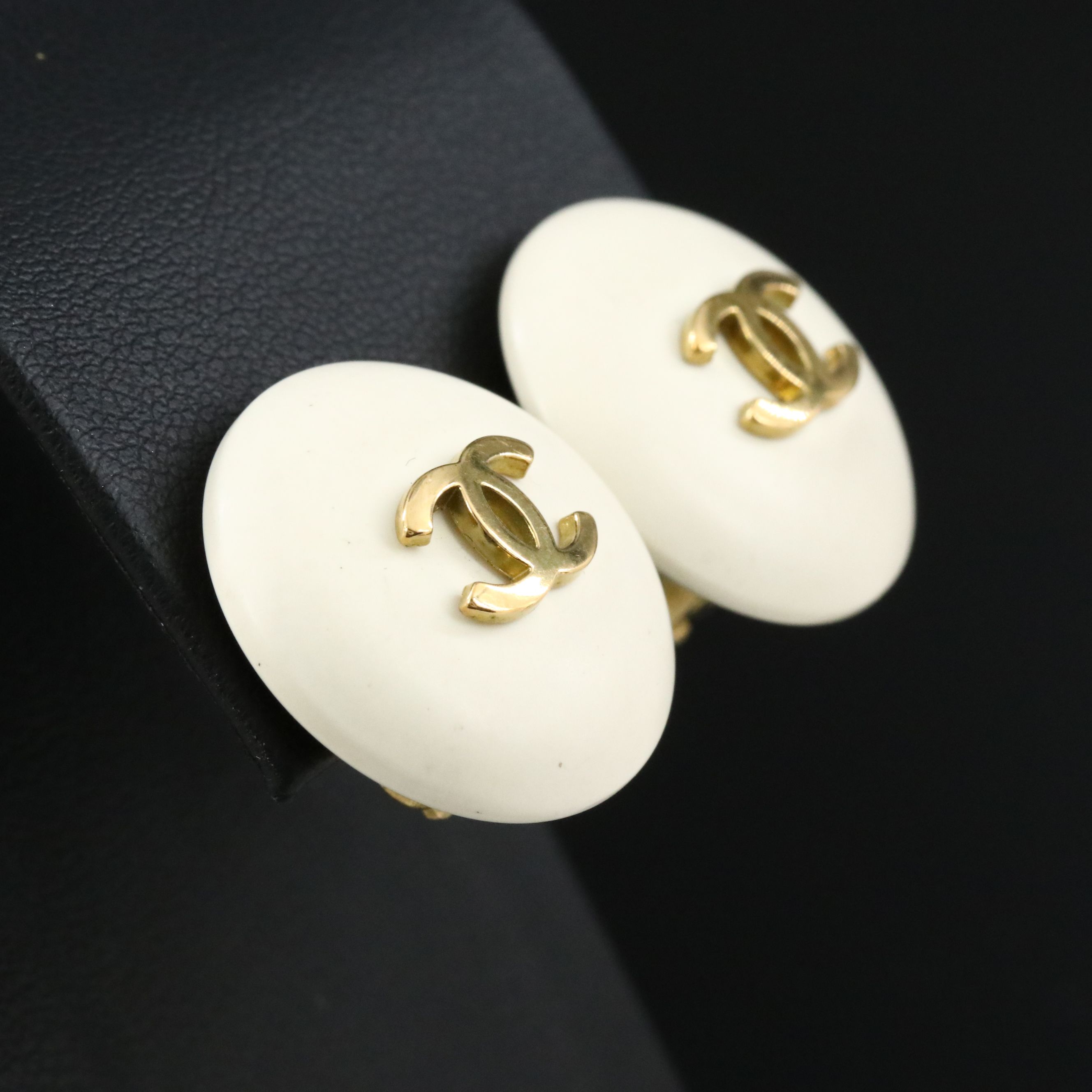 Chanel CC Resin Clip Earrings 1995