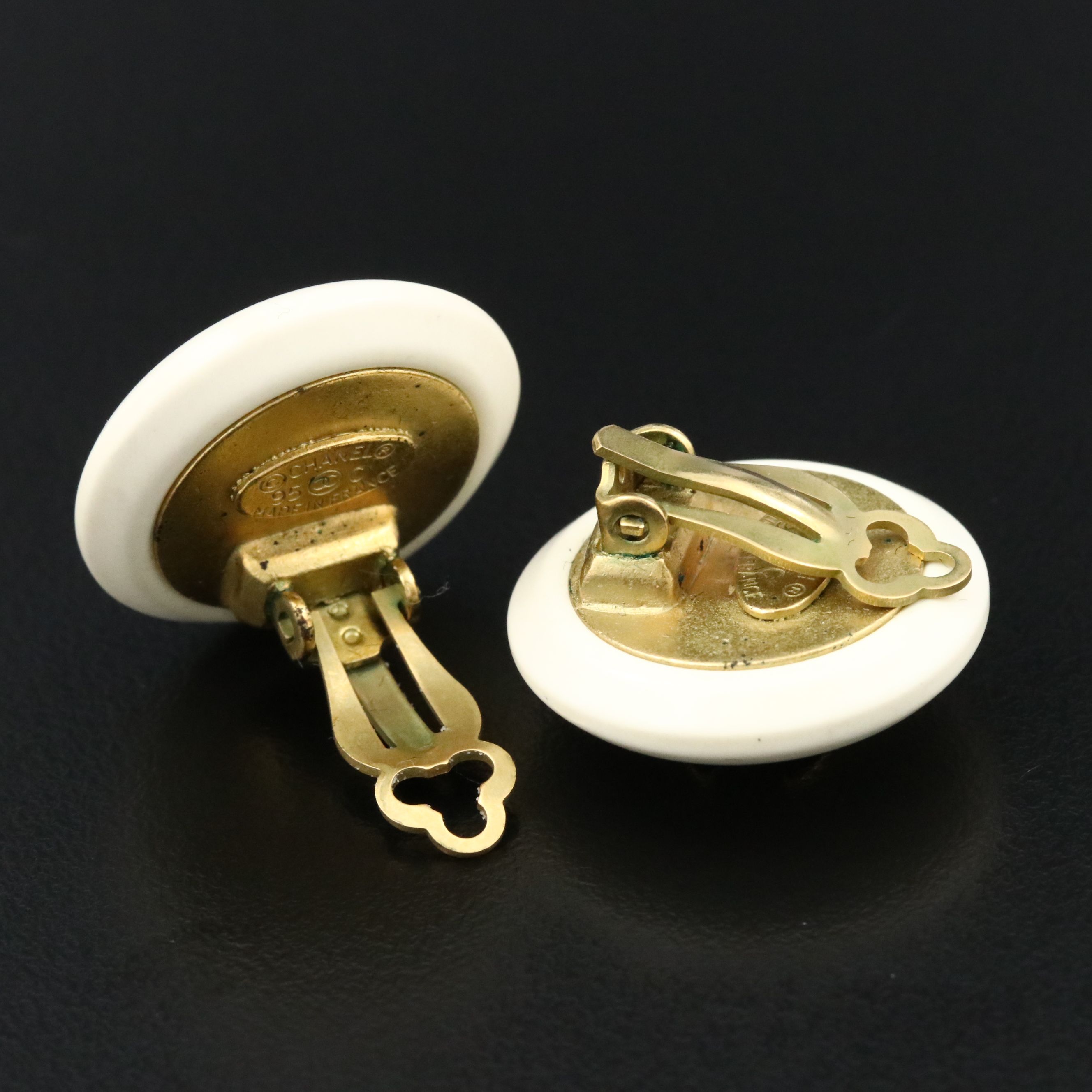 Chanel CC Resin Clip Earrings 1995