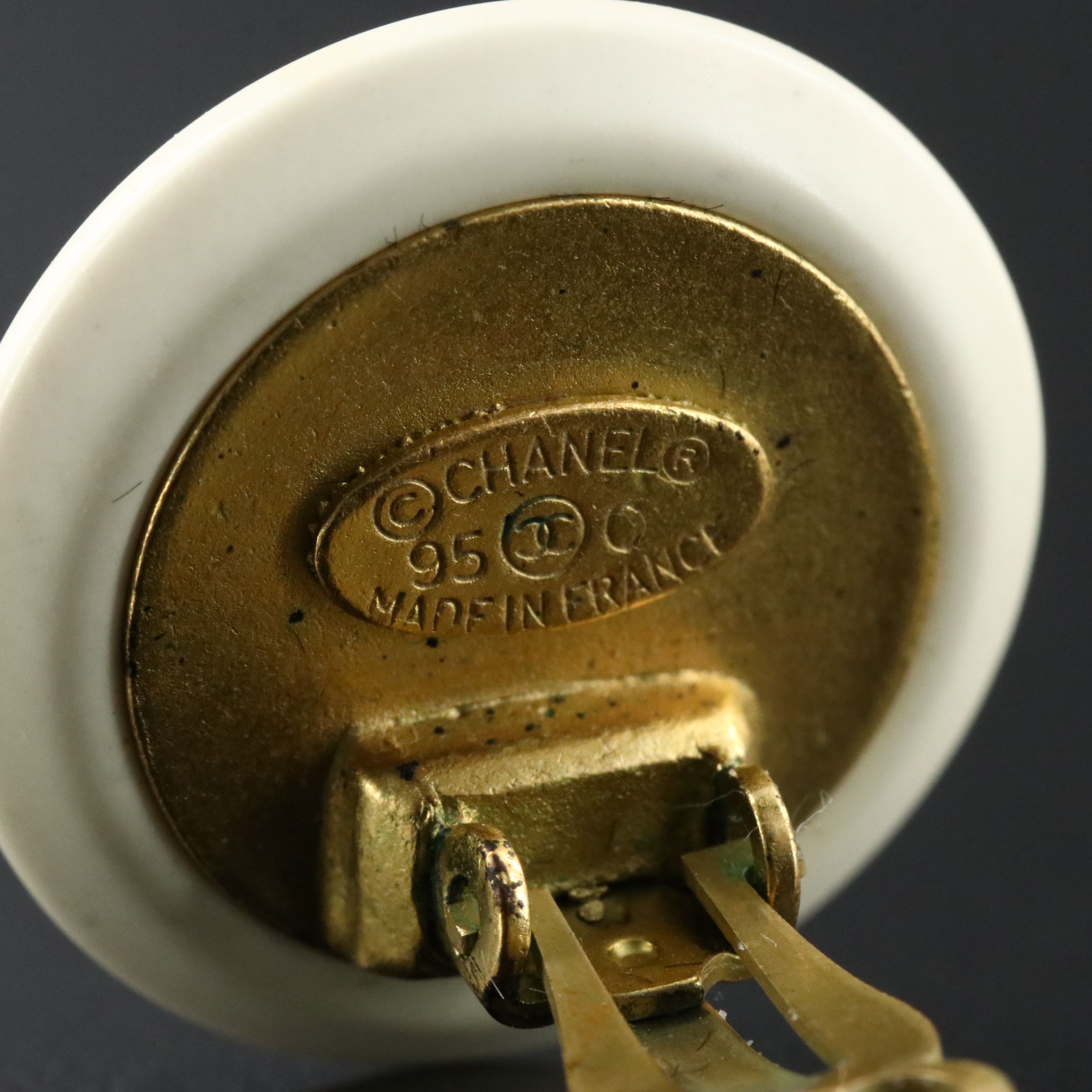 Chanel CC Resin Clip Earrings 1995