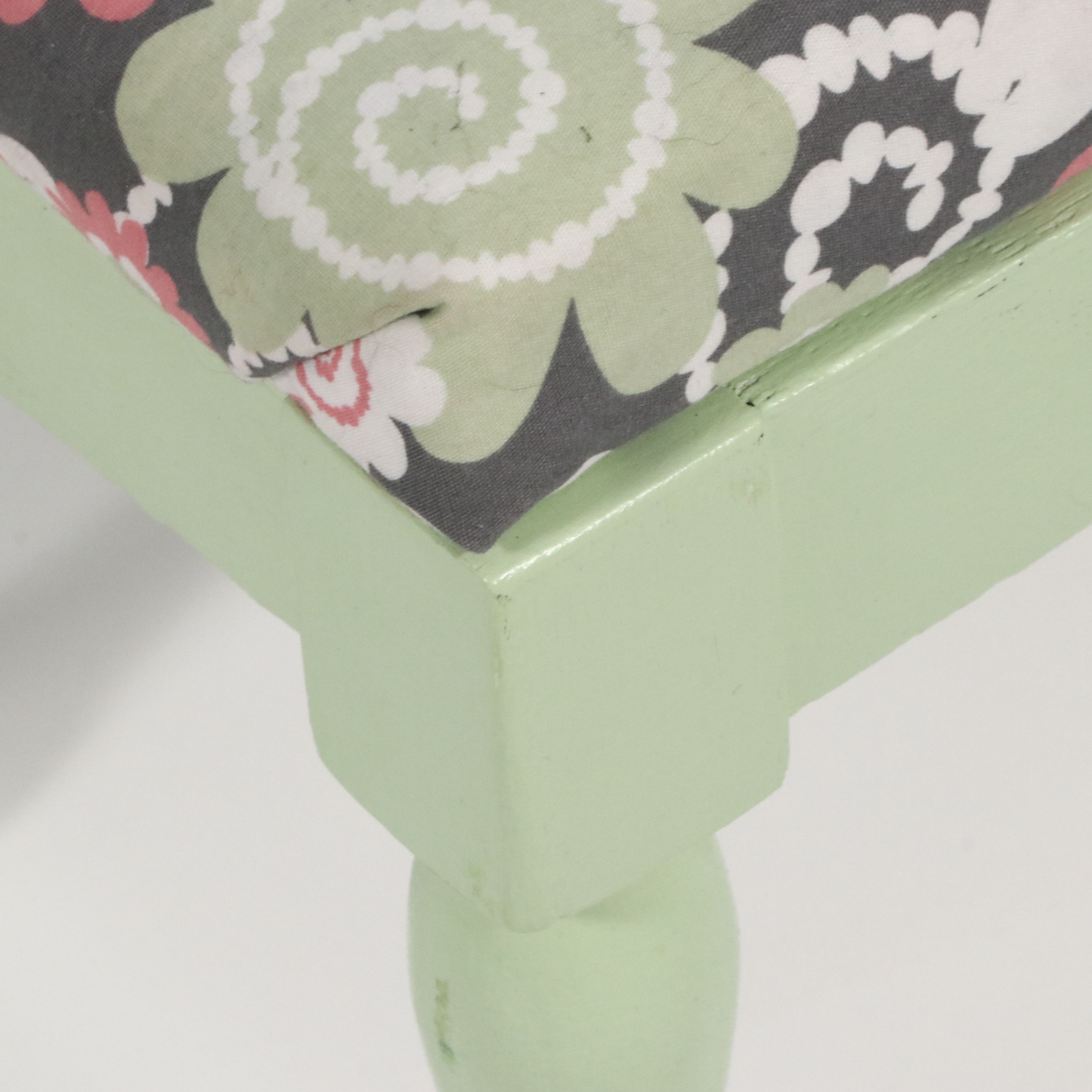 Child-Size Paint-Decorated Wood Vanity with Mirror and Matching Stool