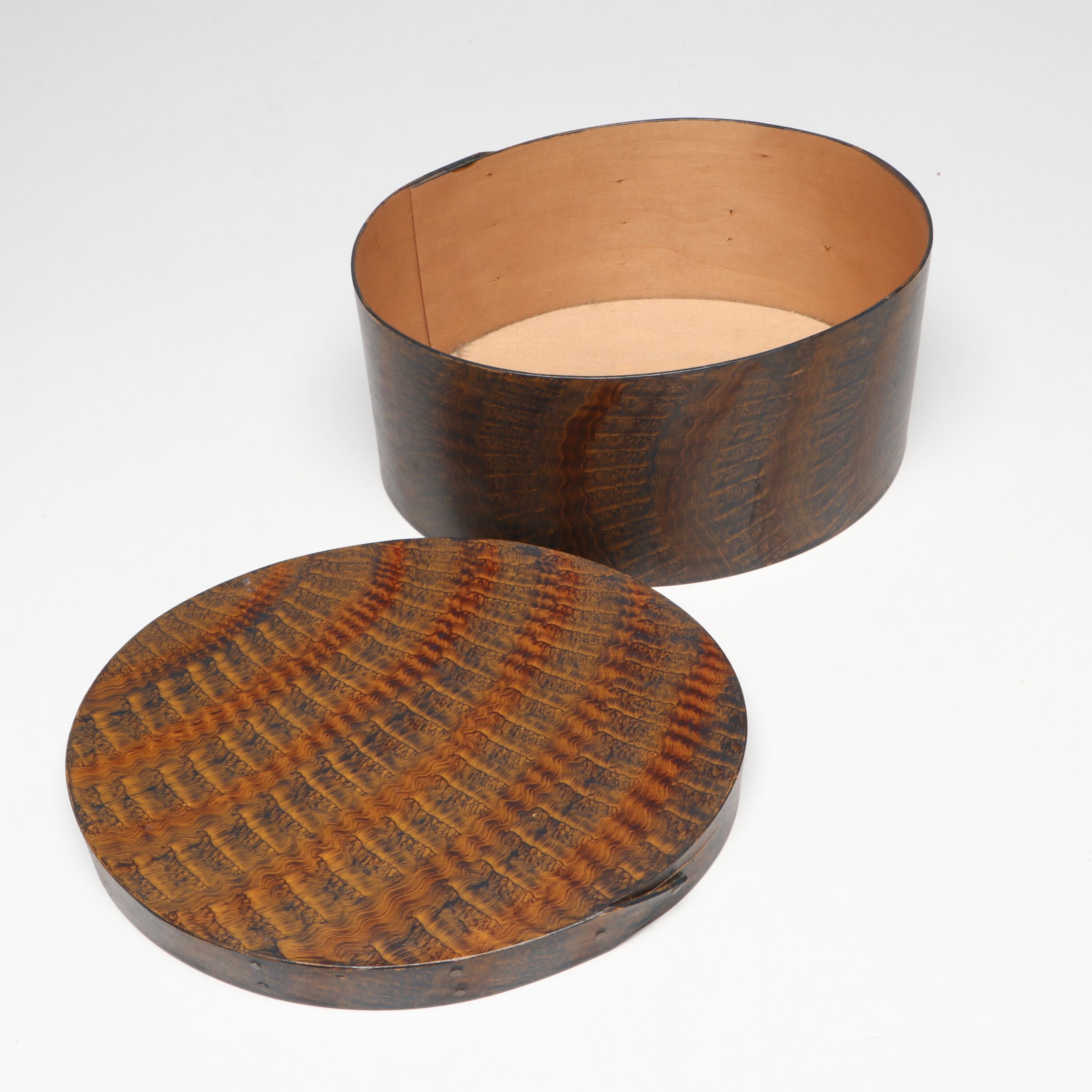 Orleans Carpenters Bentwood Basket with Other Shaker Style Painted Bentwood Box