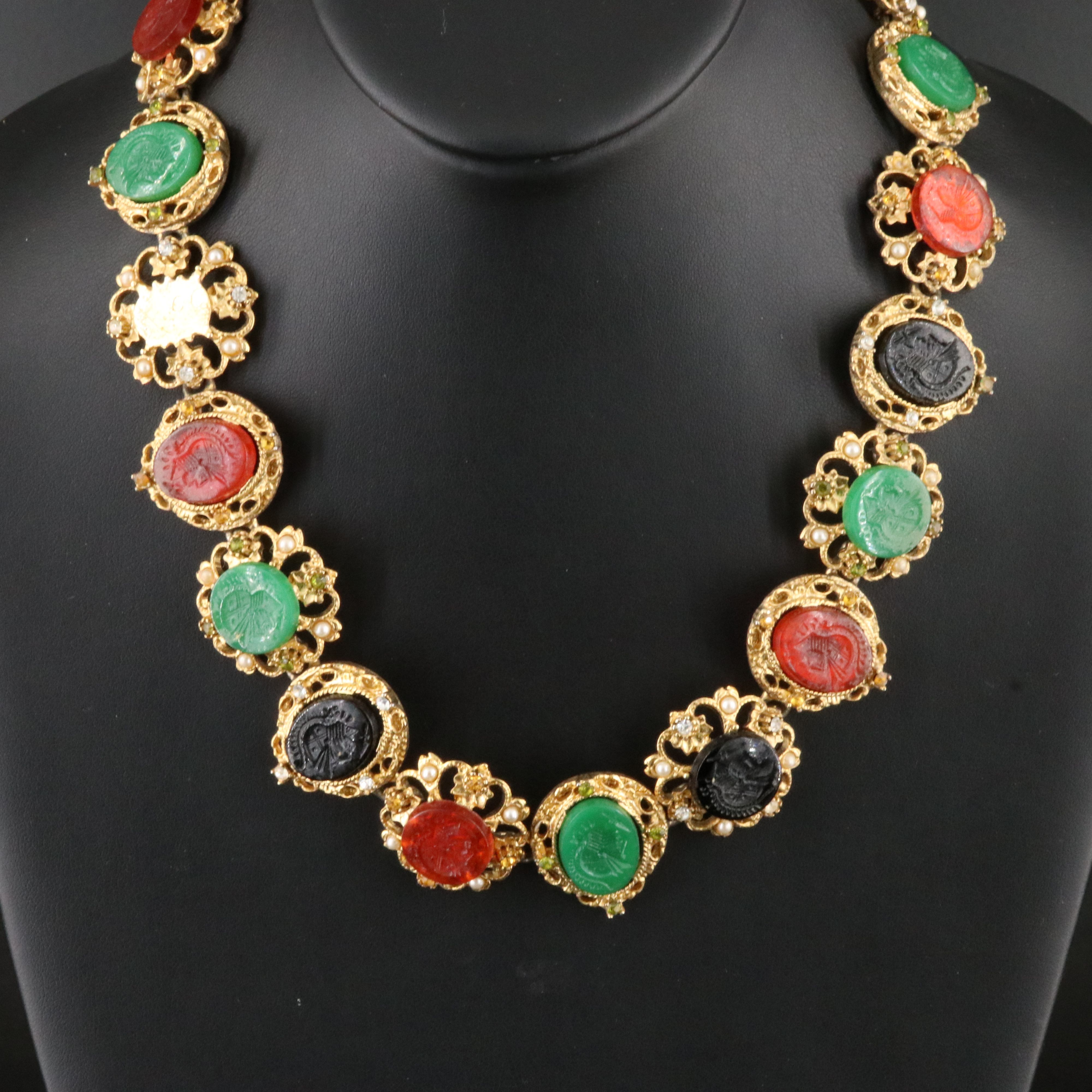 1960s Kenneth Jay Lane Intaglio Necklace