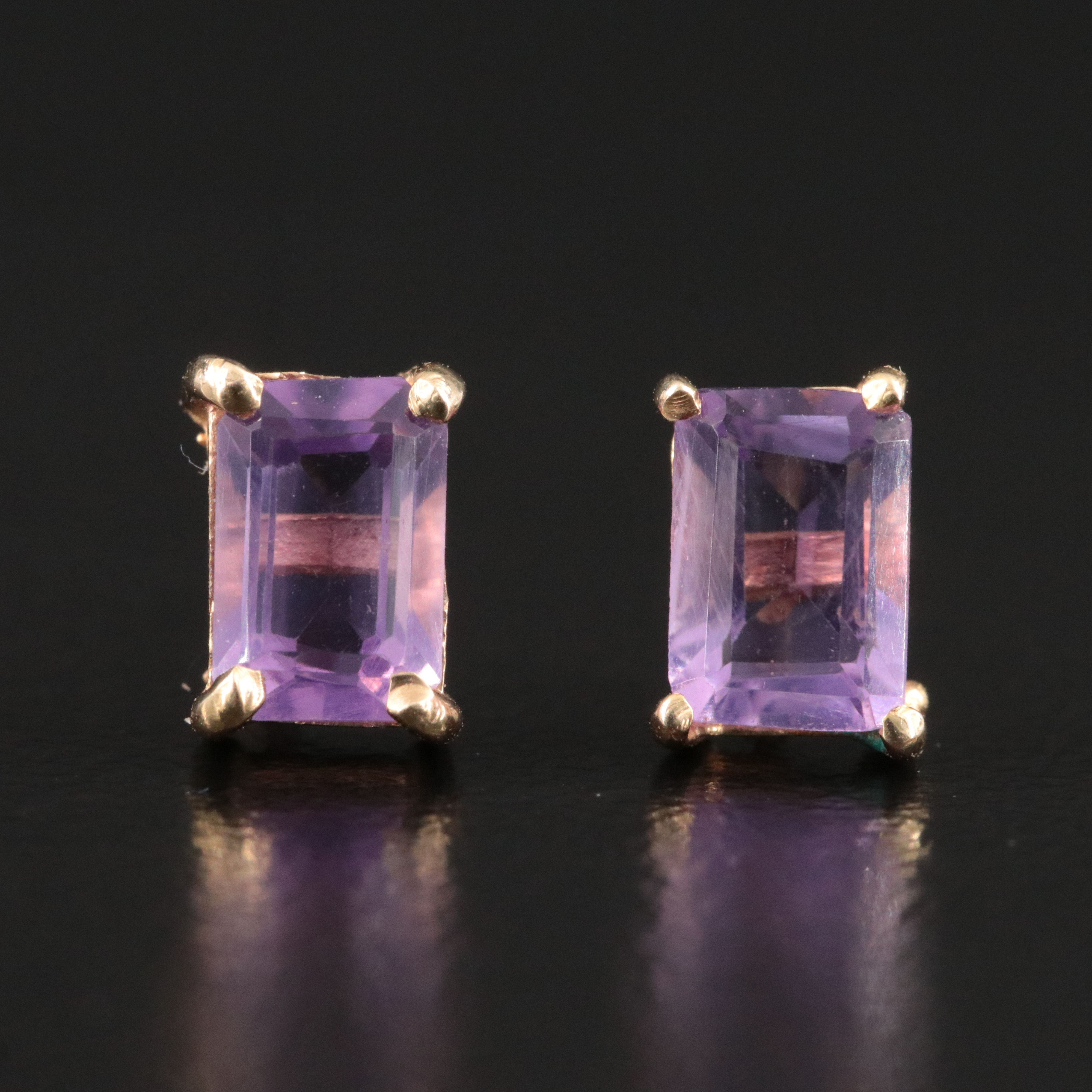 14K Amethyst Stud Earrings