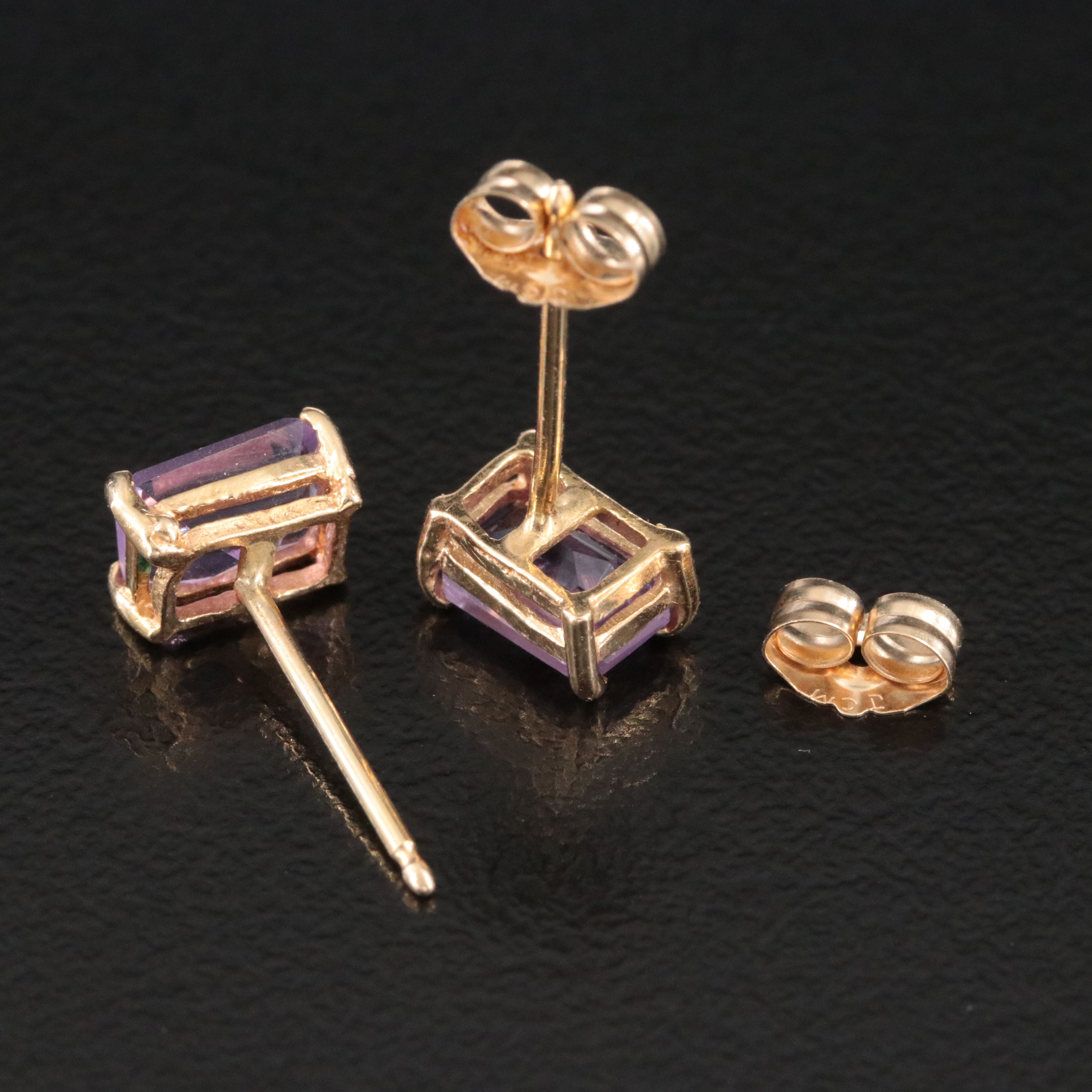 14K Amethyst Stud Earrings