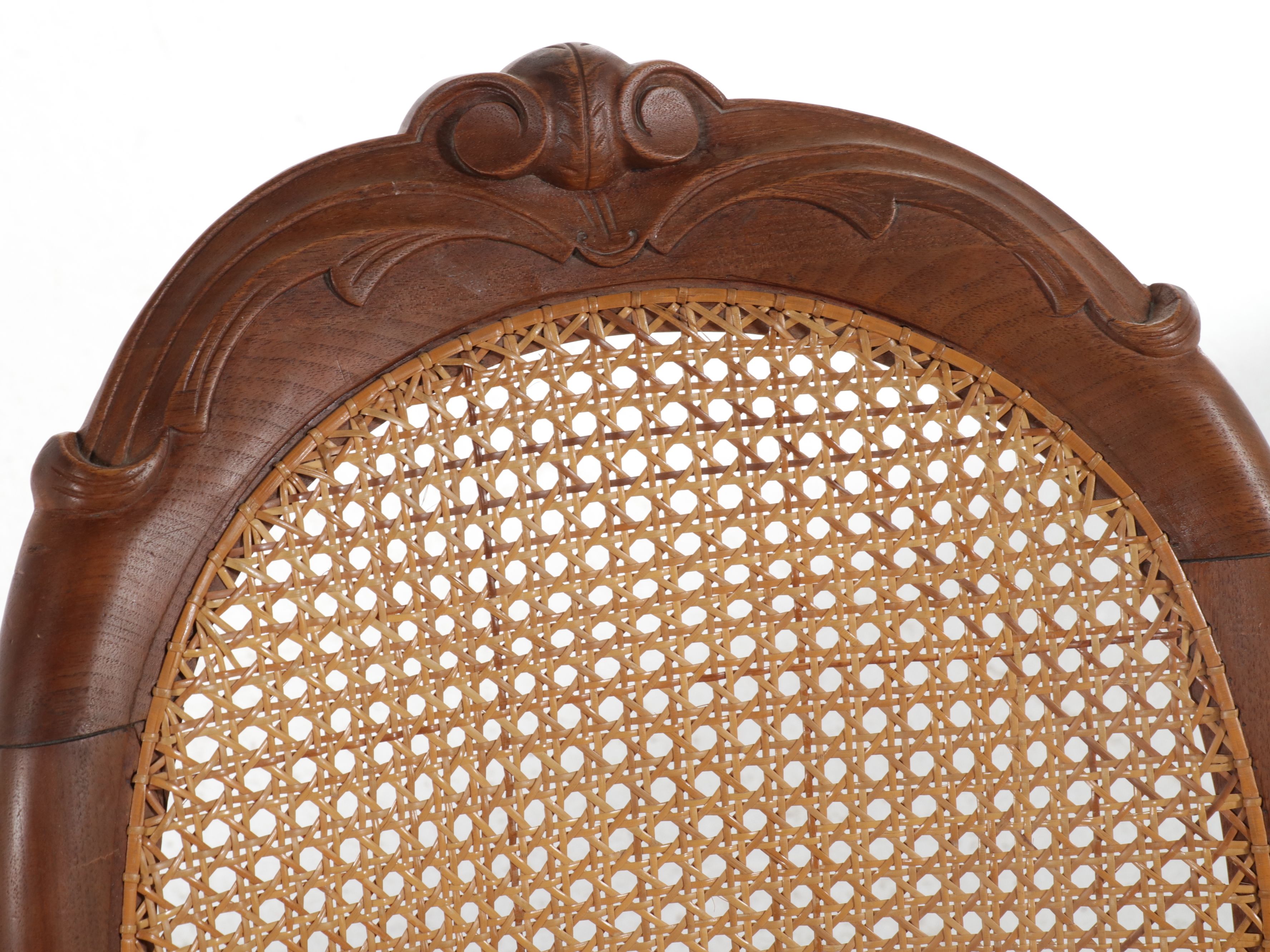 Victorian Walnut Rocking Chair with Caned Seat and Back, Late 19th Century