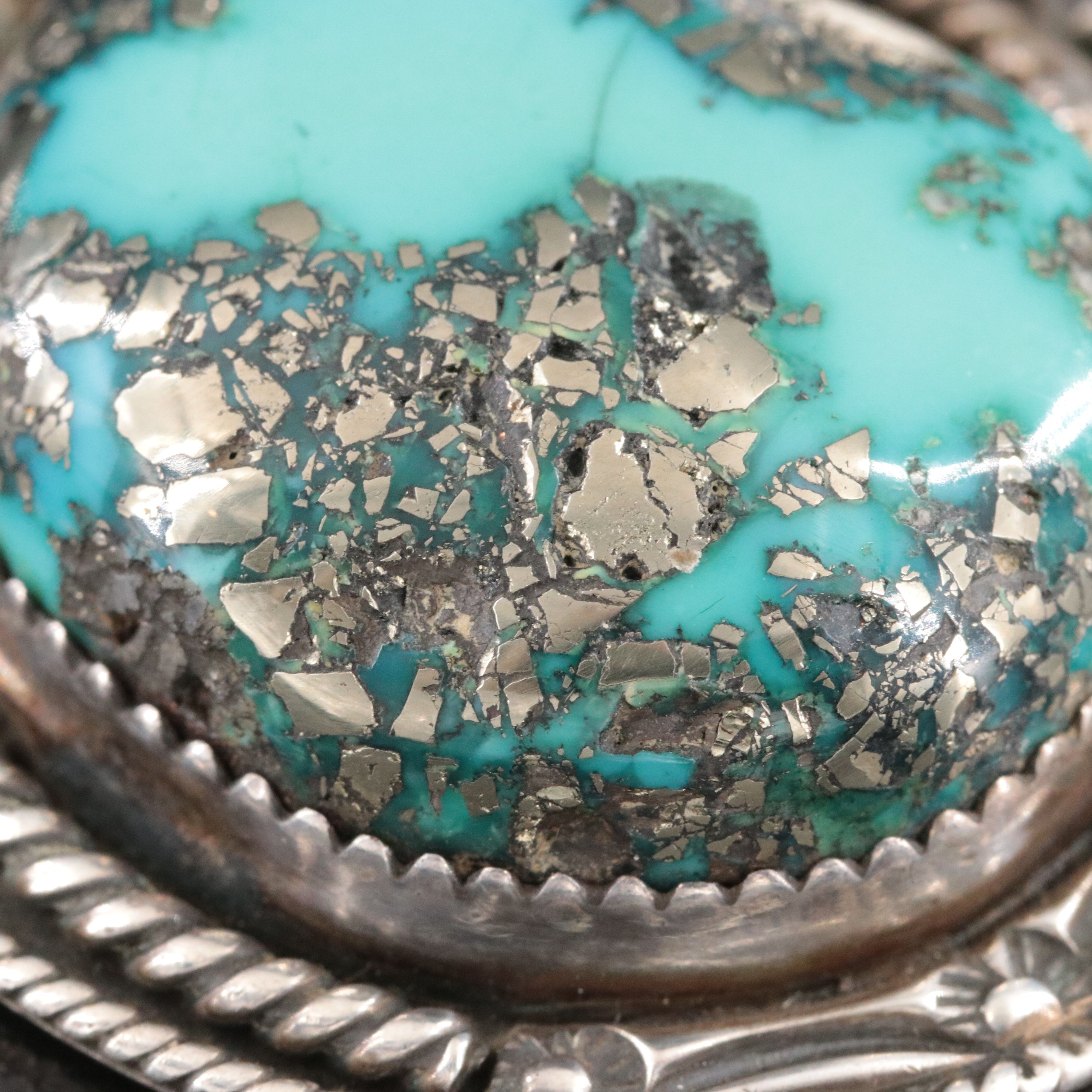 Southwestern Signed Sterling Turquoise Pendant