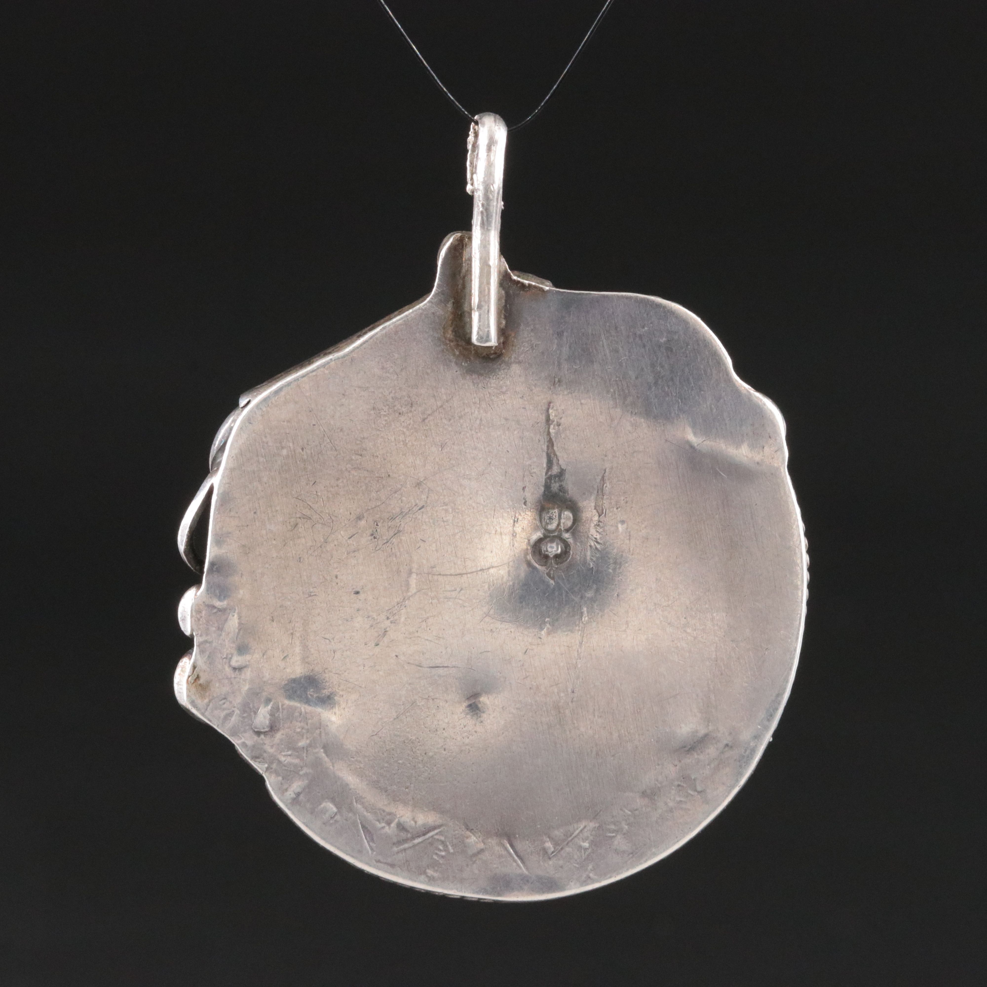 Southwestern Signed Sterling Turquoise Pendant