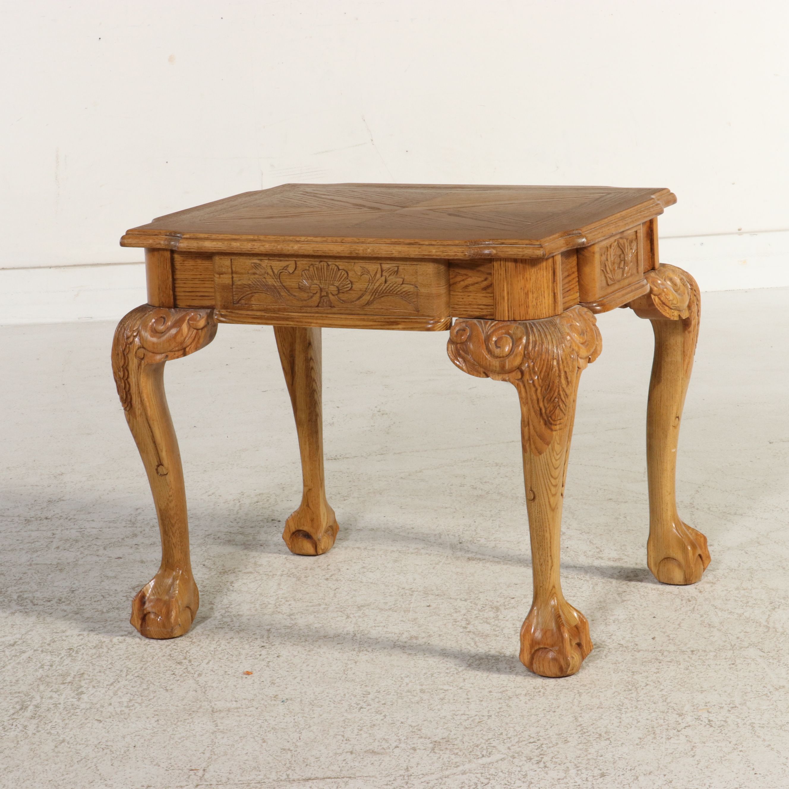 Set of Three Chippendale Style Oak End Tables