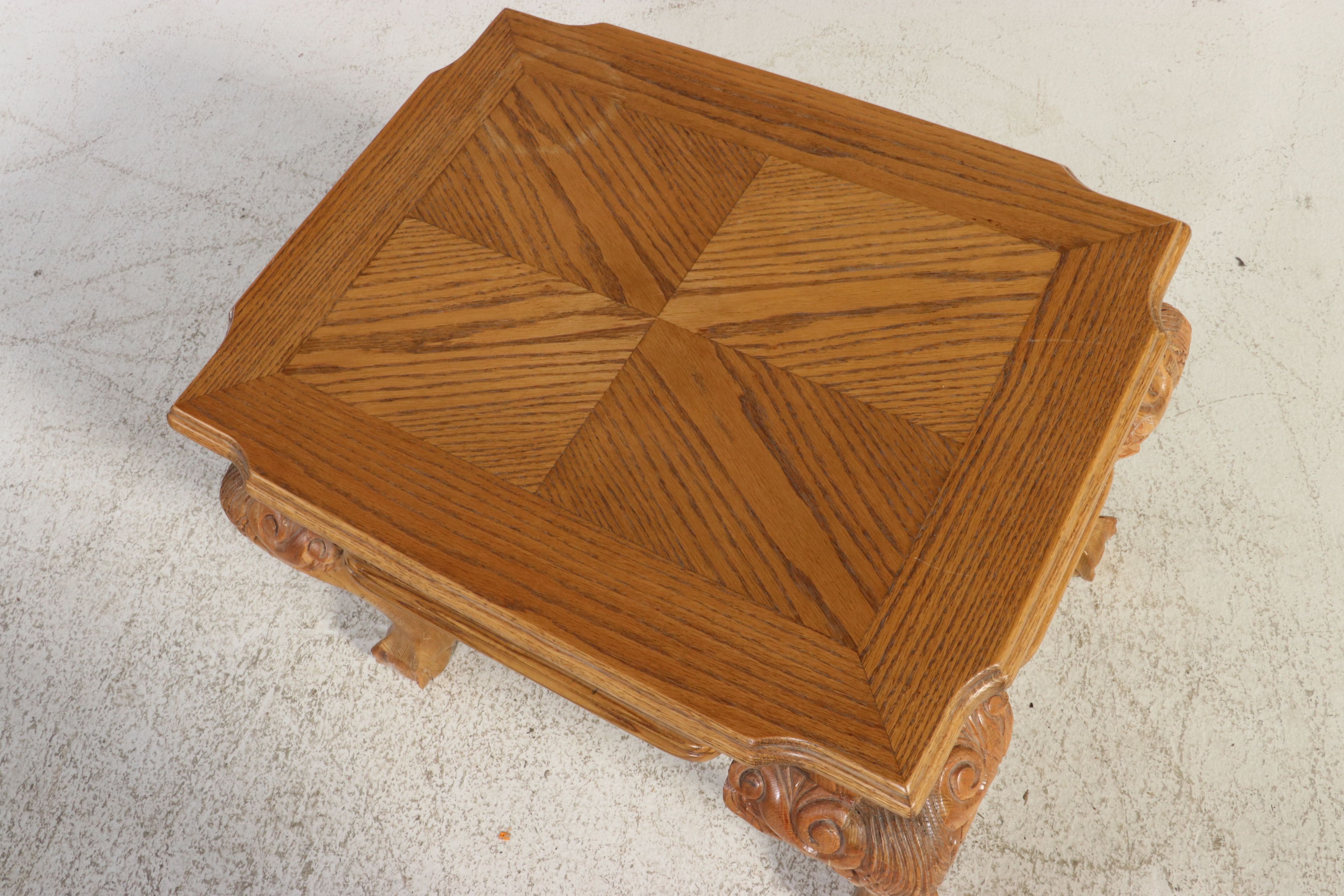 Set of Three Chippendale Style Oak End Tables