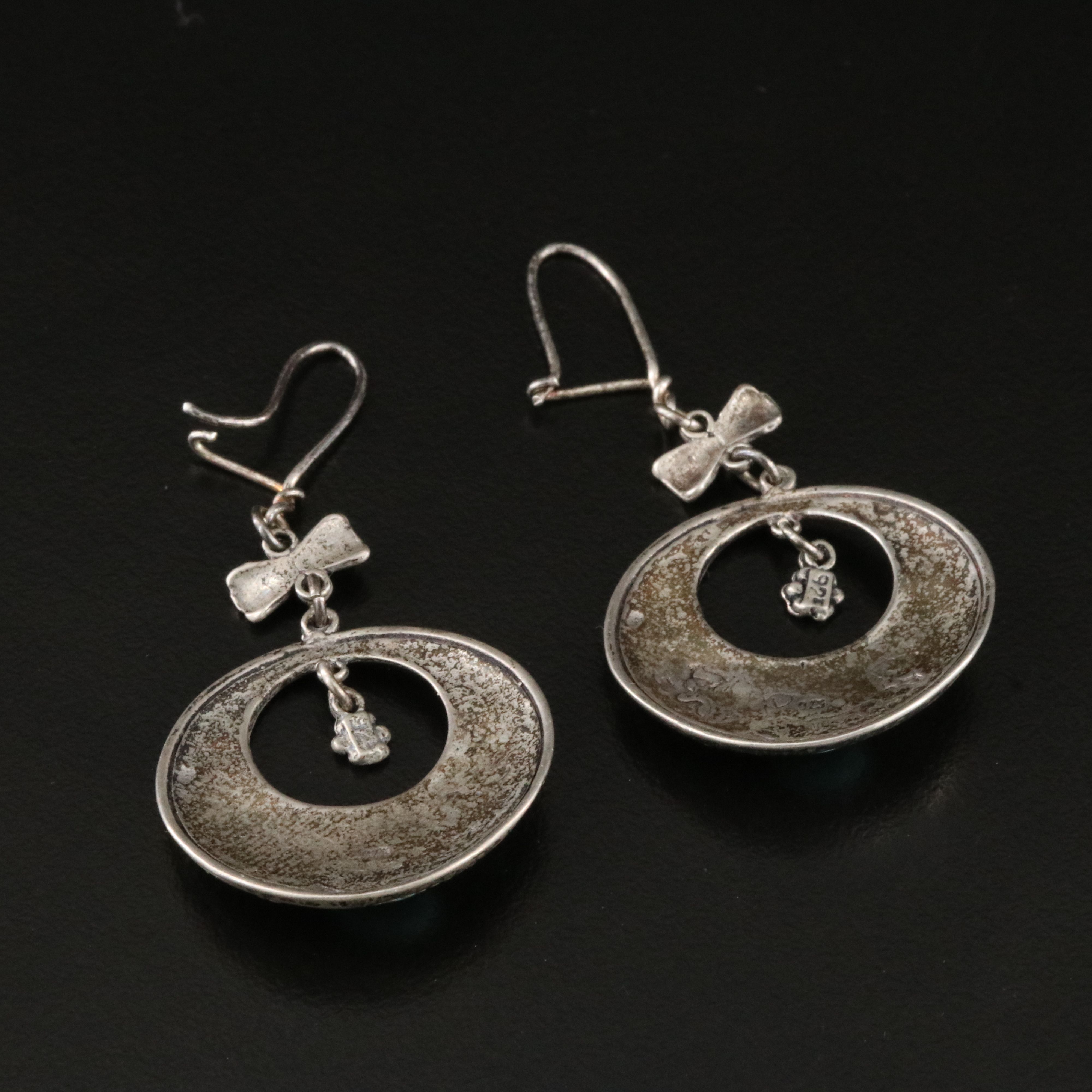 Sterling Turquoise Earrings with Granulated Detail