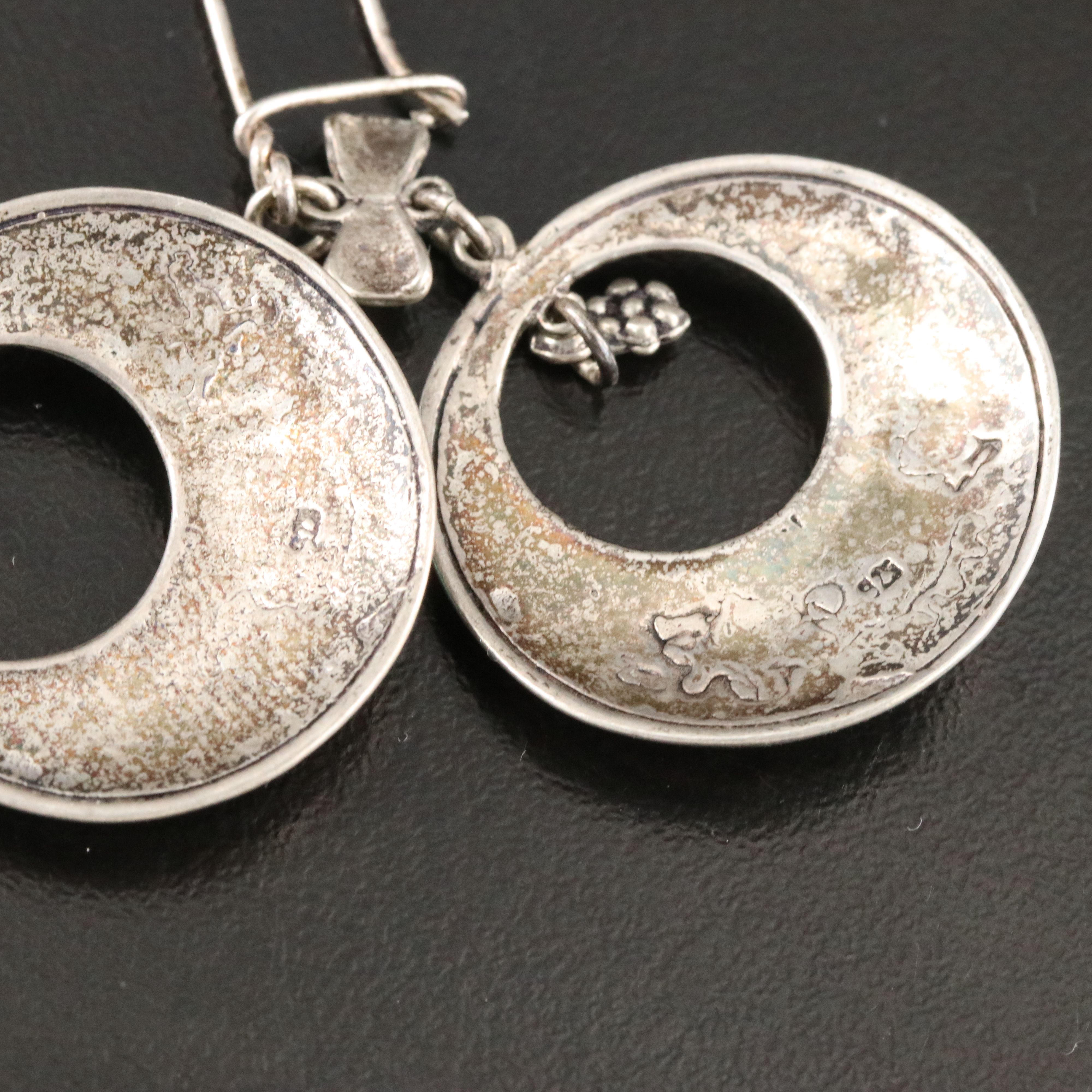 Sterling Turquoise Earrings with Granulated Detail