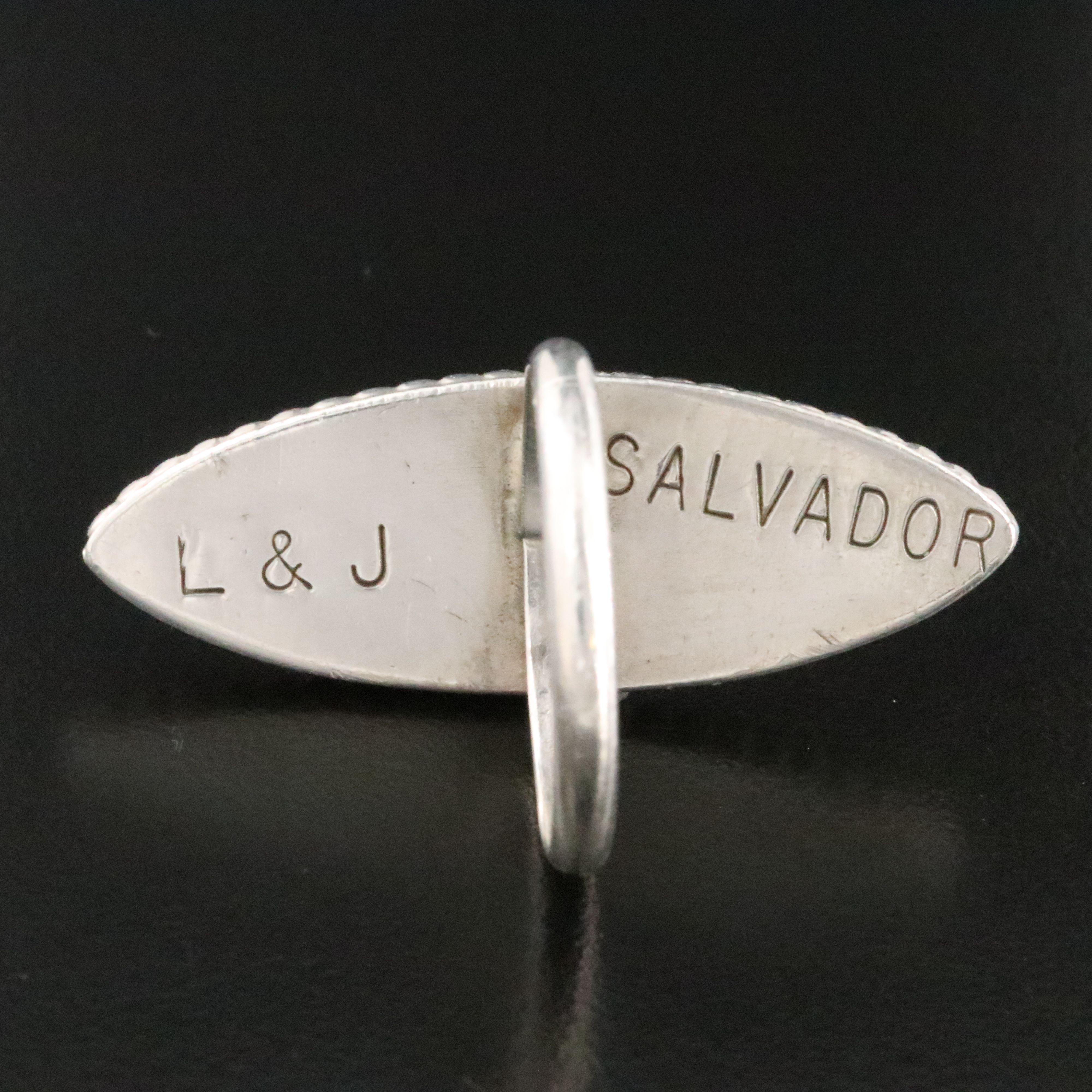 Lloyd & Jennie Salvador Zuni Sterling Inlay Pointer Ring