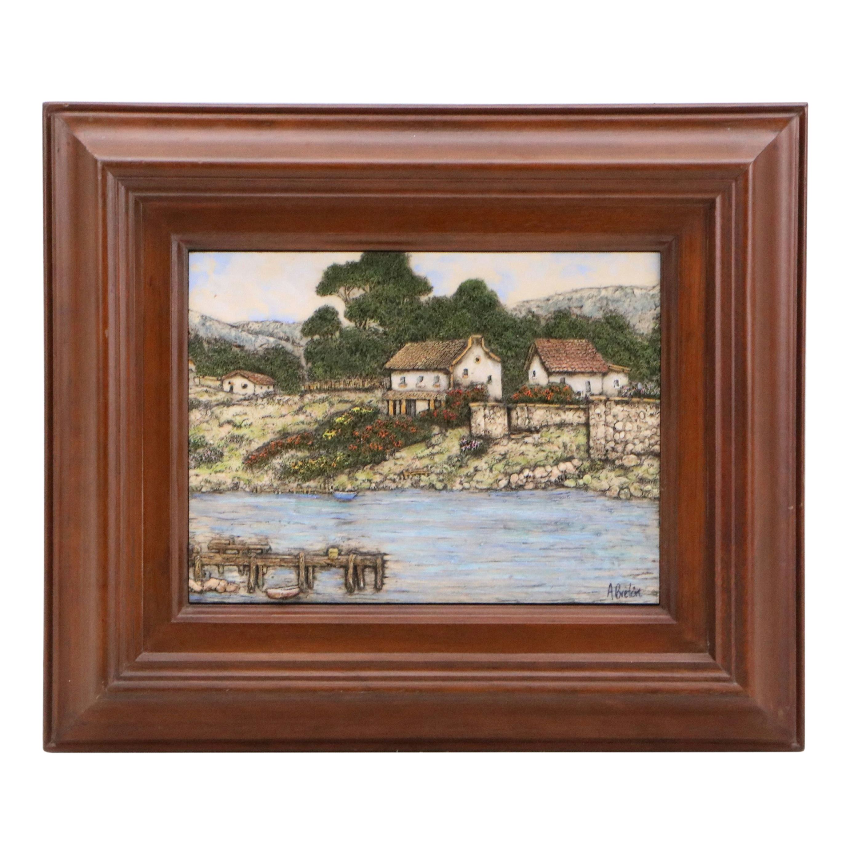 Sculpted Resin Engravings of Quaint European Towns, Late 20th Century