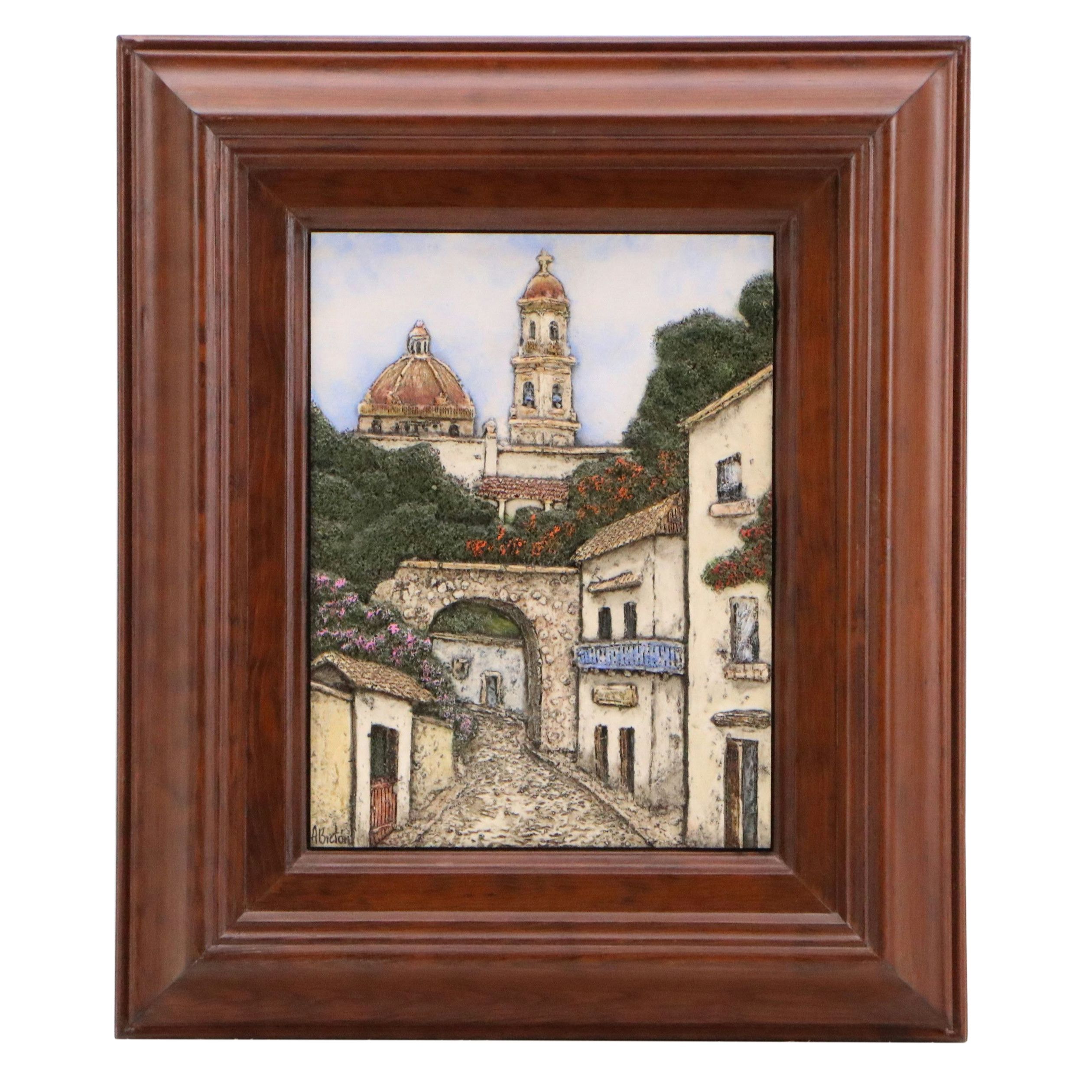 Sculpted Resin Engravings of Quaint European Towns, Late 20th Century