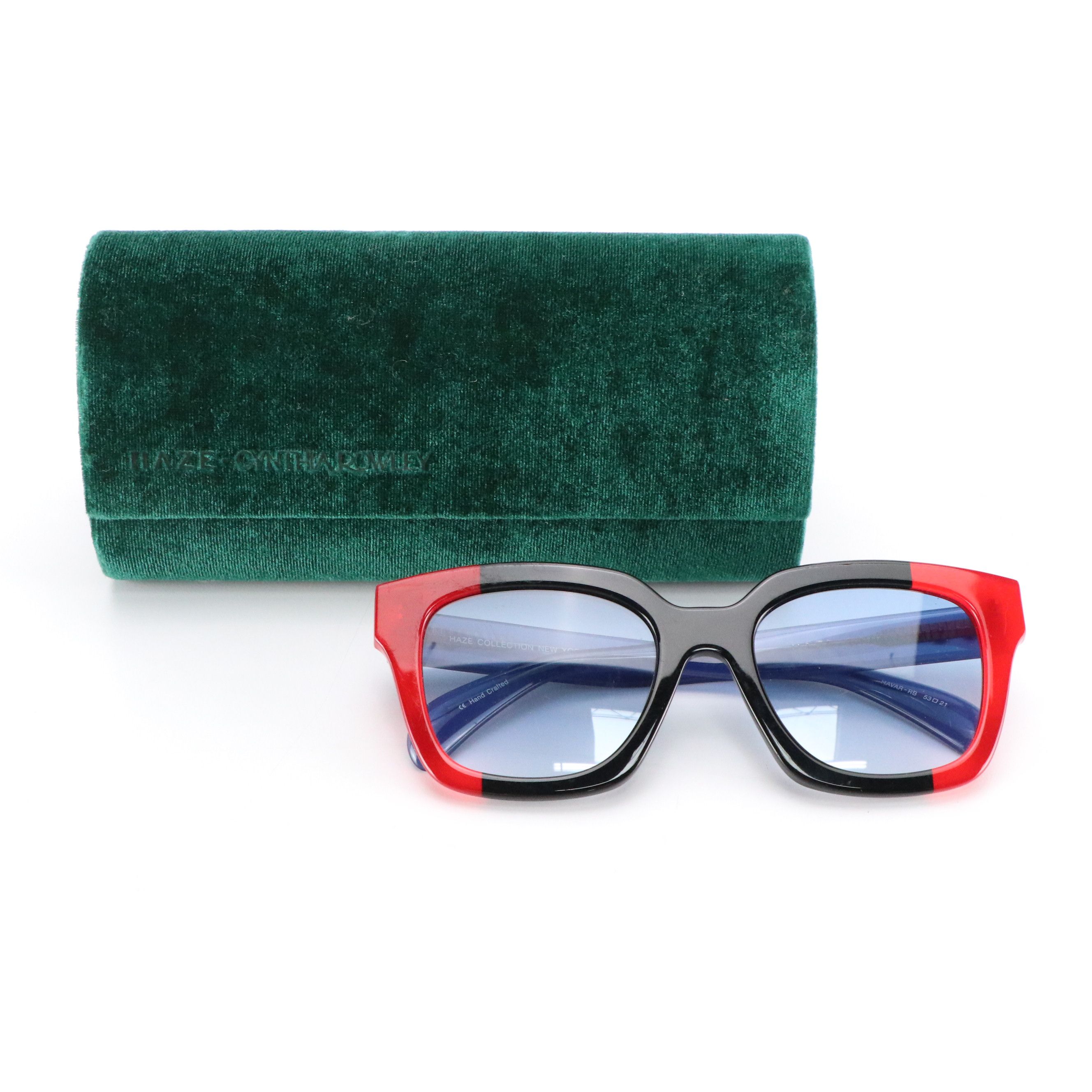 Haze by Cynthia Rowley Havar-RB Tricolored Square Sunglasses in Case