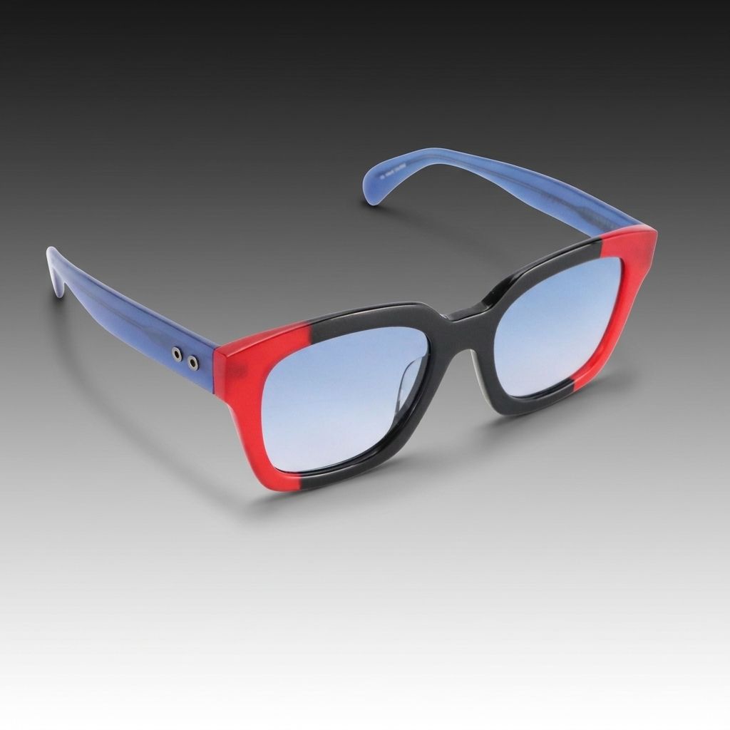 Haze by Cynthia Rowley Havar-RB Tricolored Square Sunglasses in Case