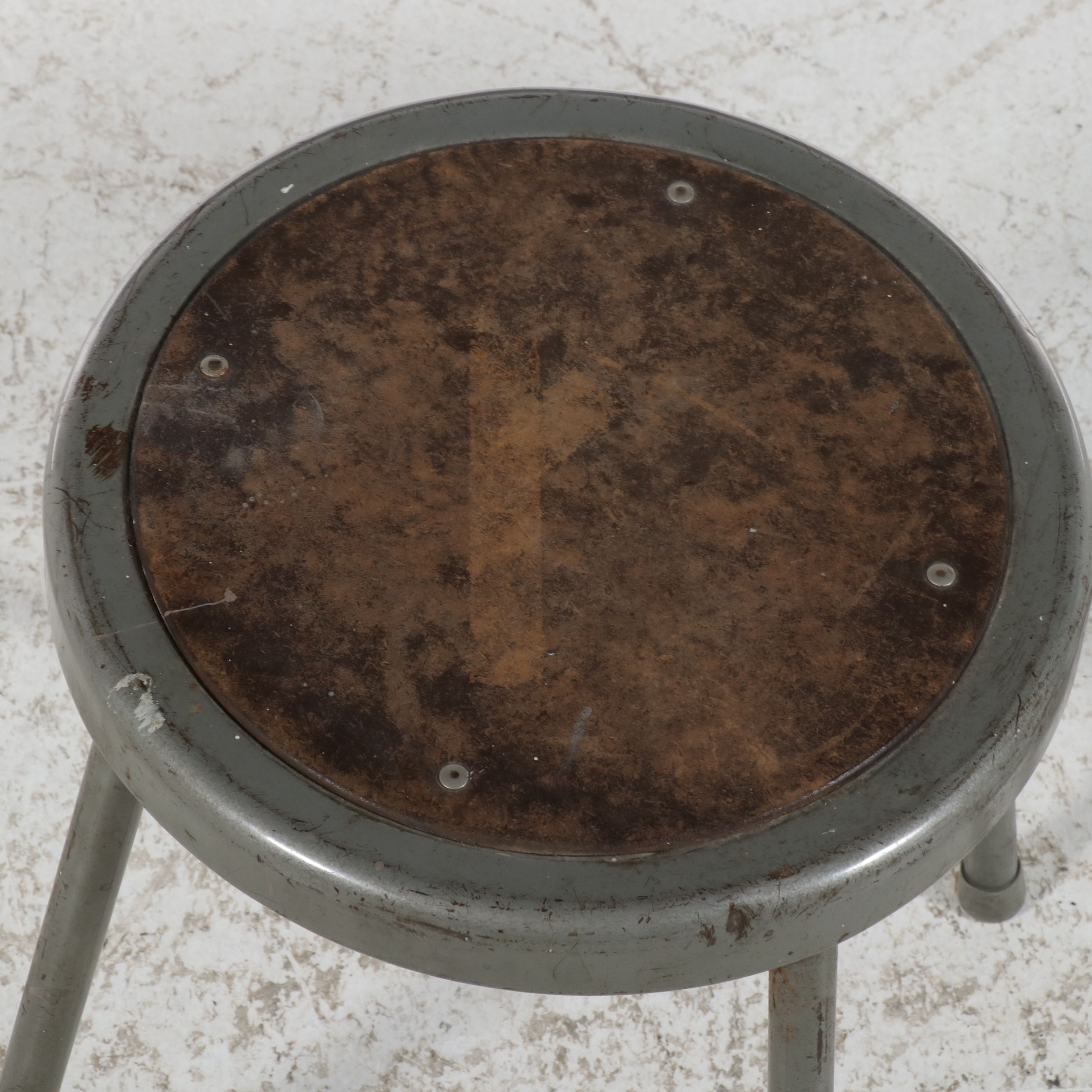 Two Industrial Metal Workshop Stools, Mid-20th Century