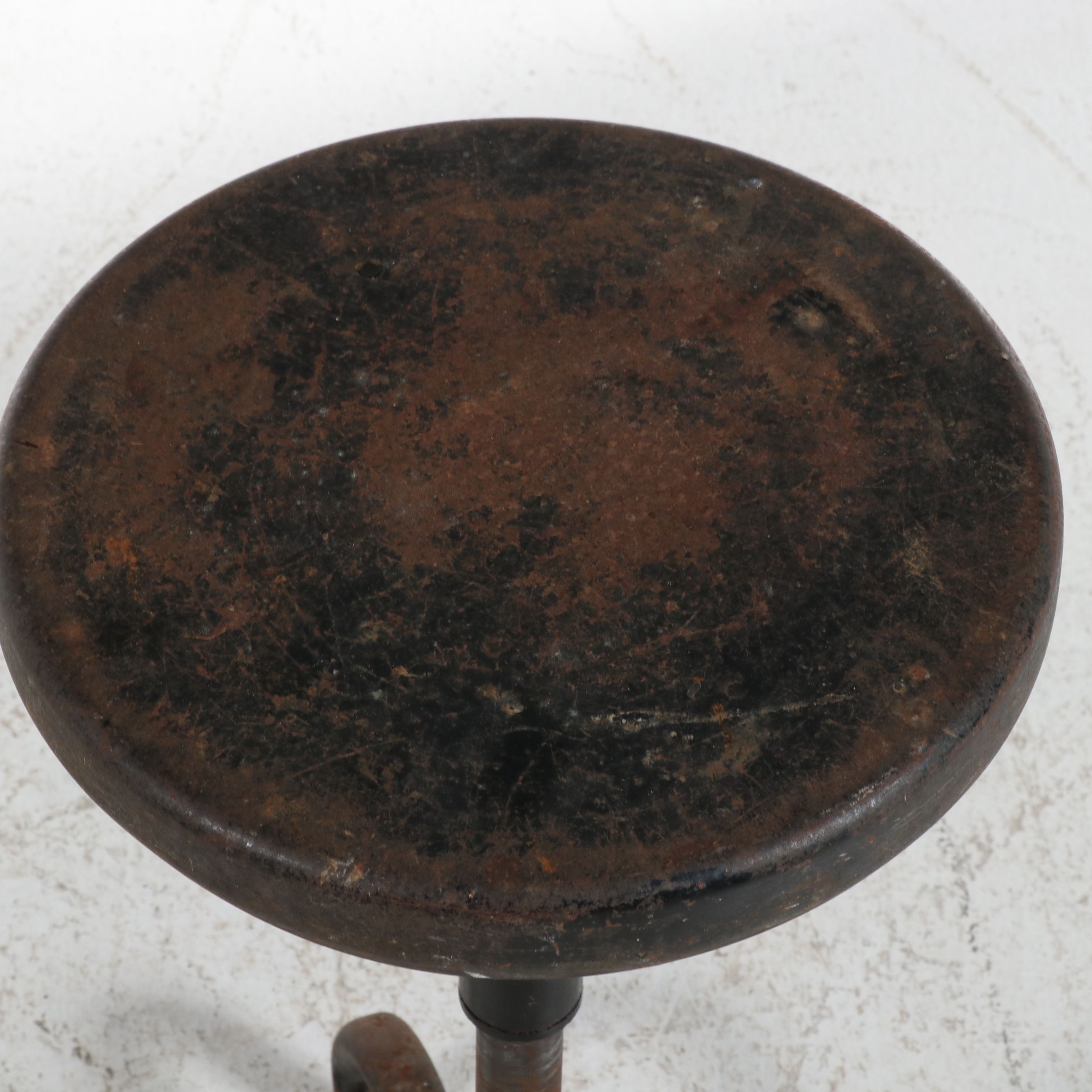 Two Industrial Metal Workshop Stools, Mid-20th Century