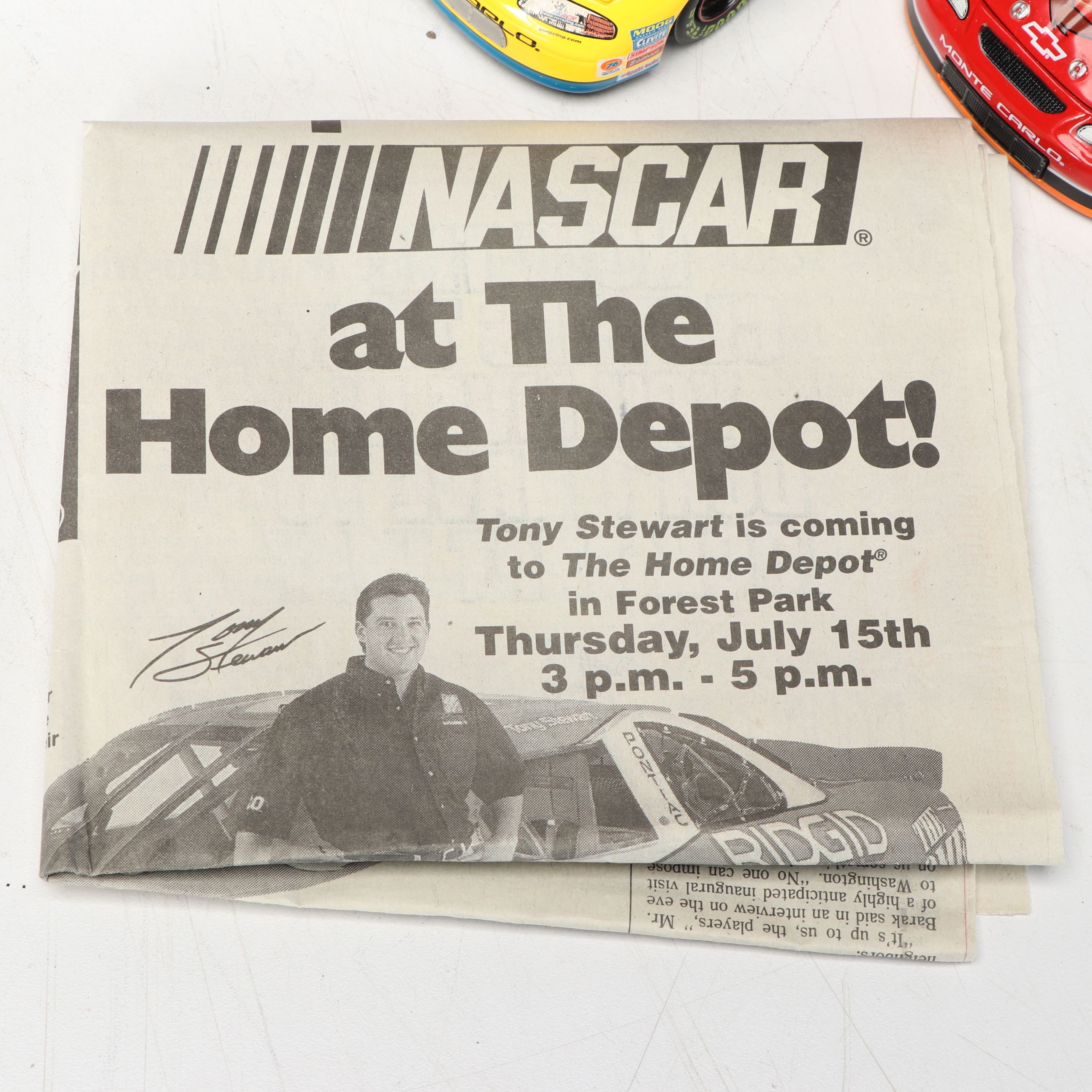 Dale Earnhardt Sr. Signed Mini Helmet with Tony Stewart Signed Flag & More
