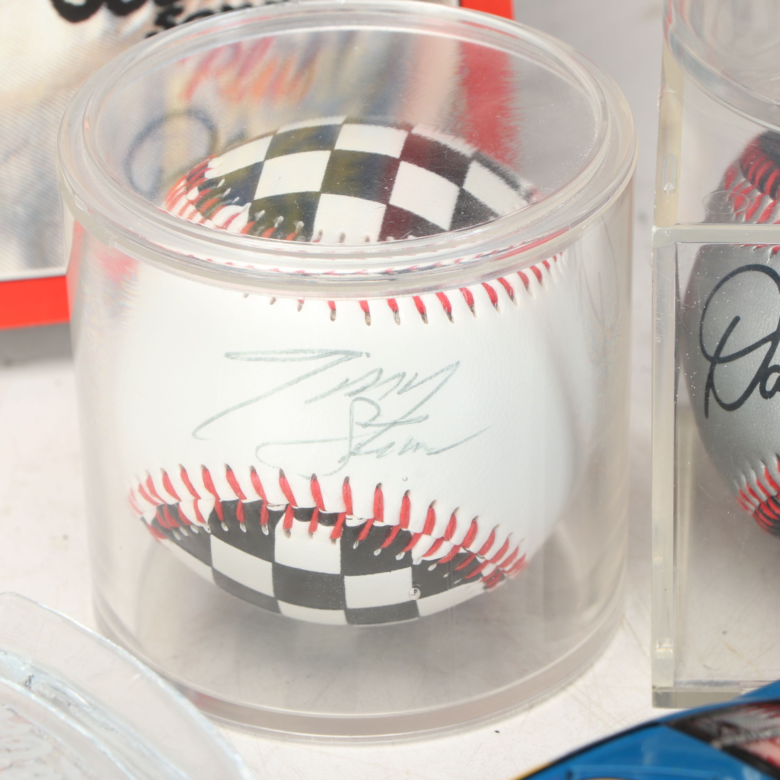 Dale Earnhardt Sr. Signed Mini Helmet with Tony Stewart Signed Flag & More
