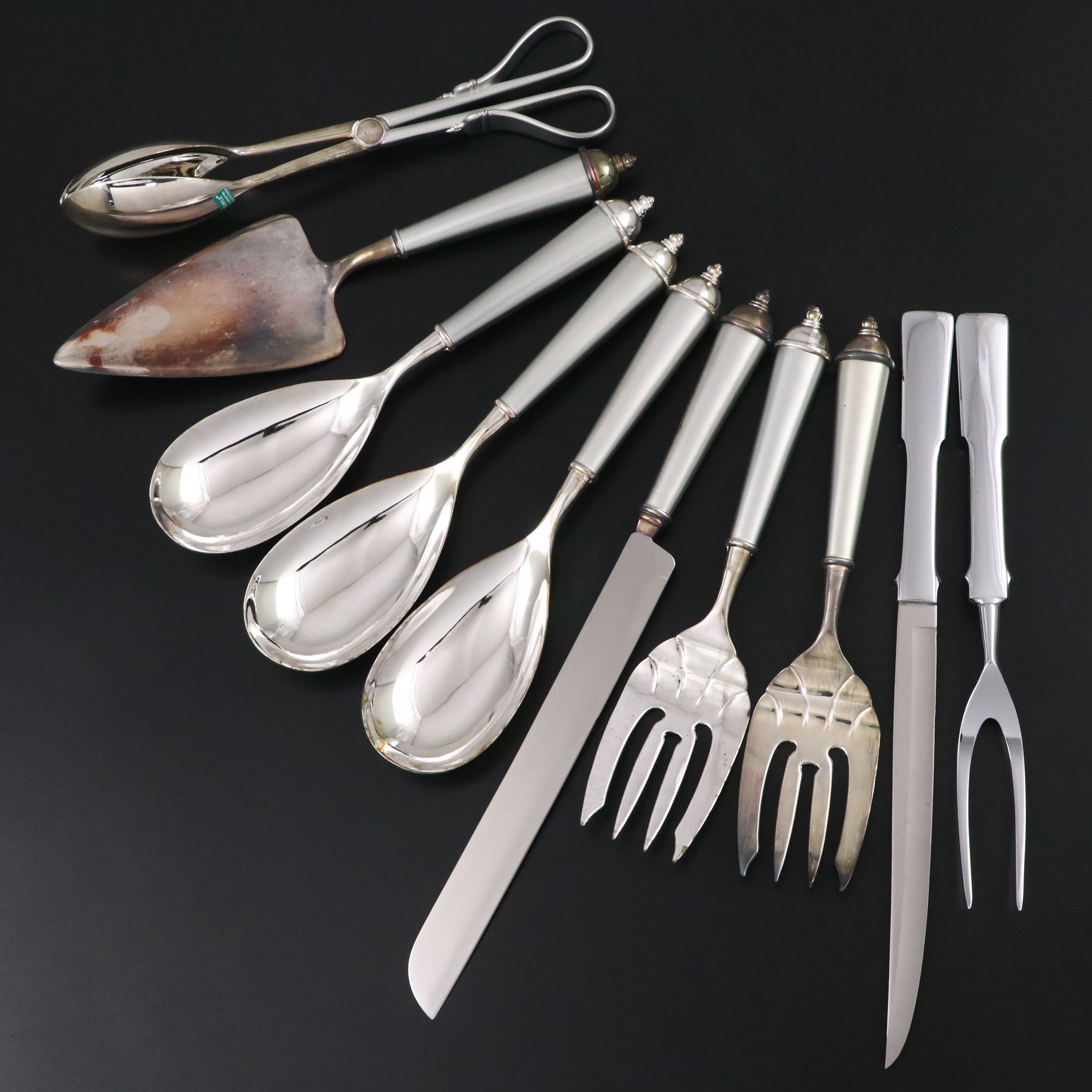 Towle "Copenhagen" Silver Plate Serving Utensils with Carvel Carving Set