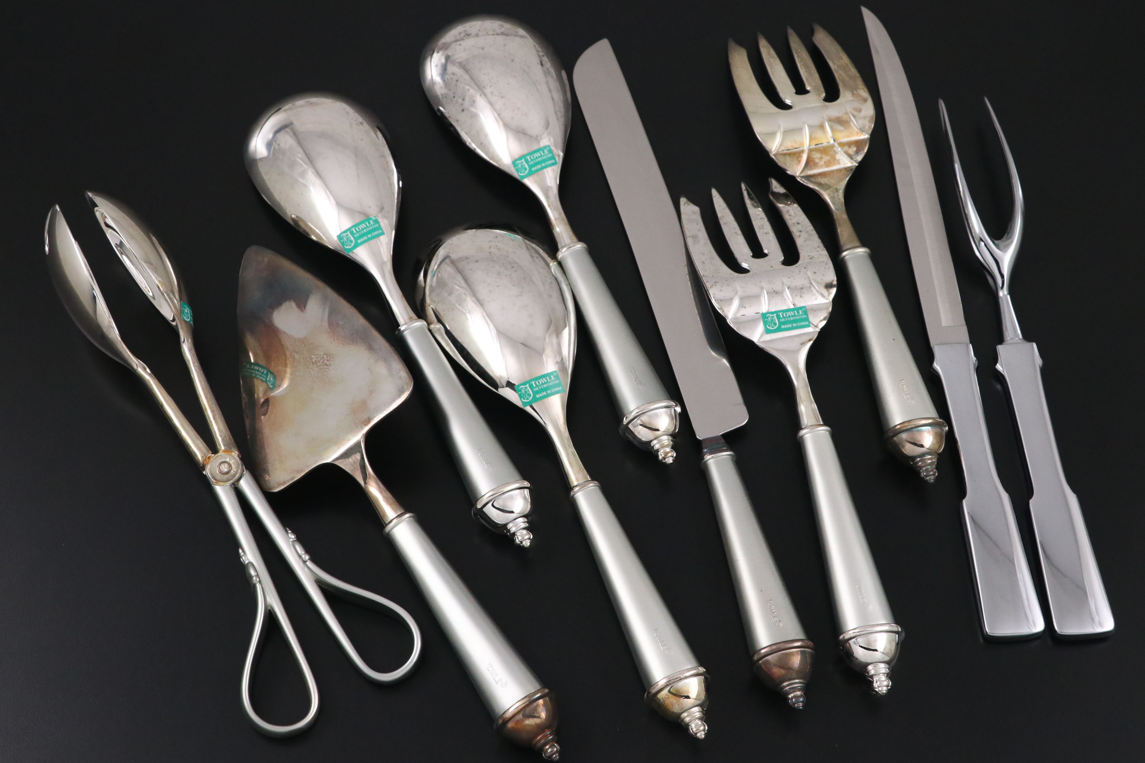 Towle "Copenhagen" Silver Plate Serving Utensils with Carvel Carving Set