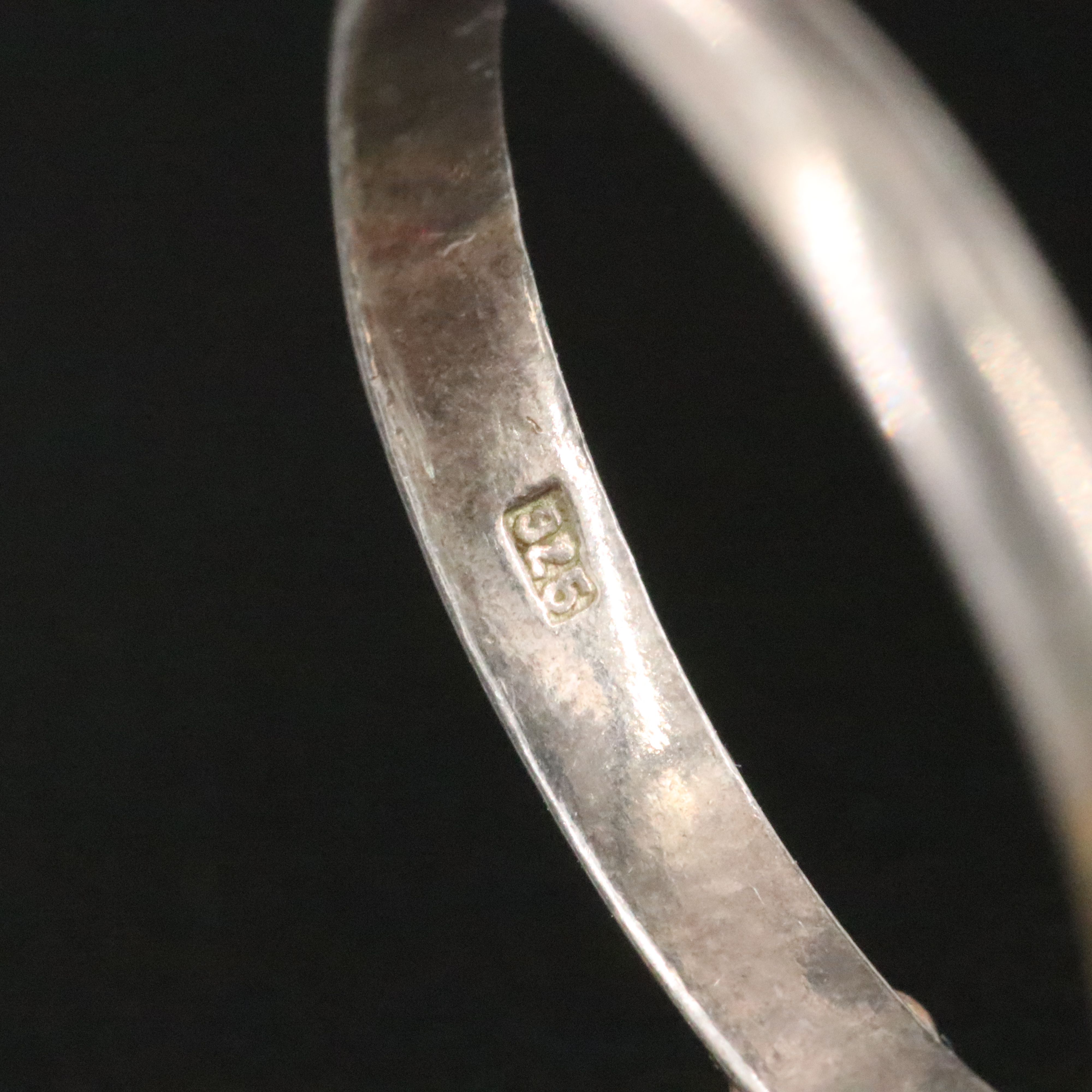 Sterling Amber Ring with Grapevine Motif