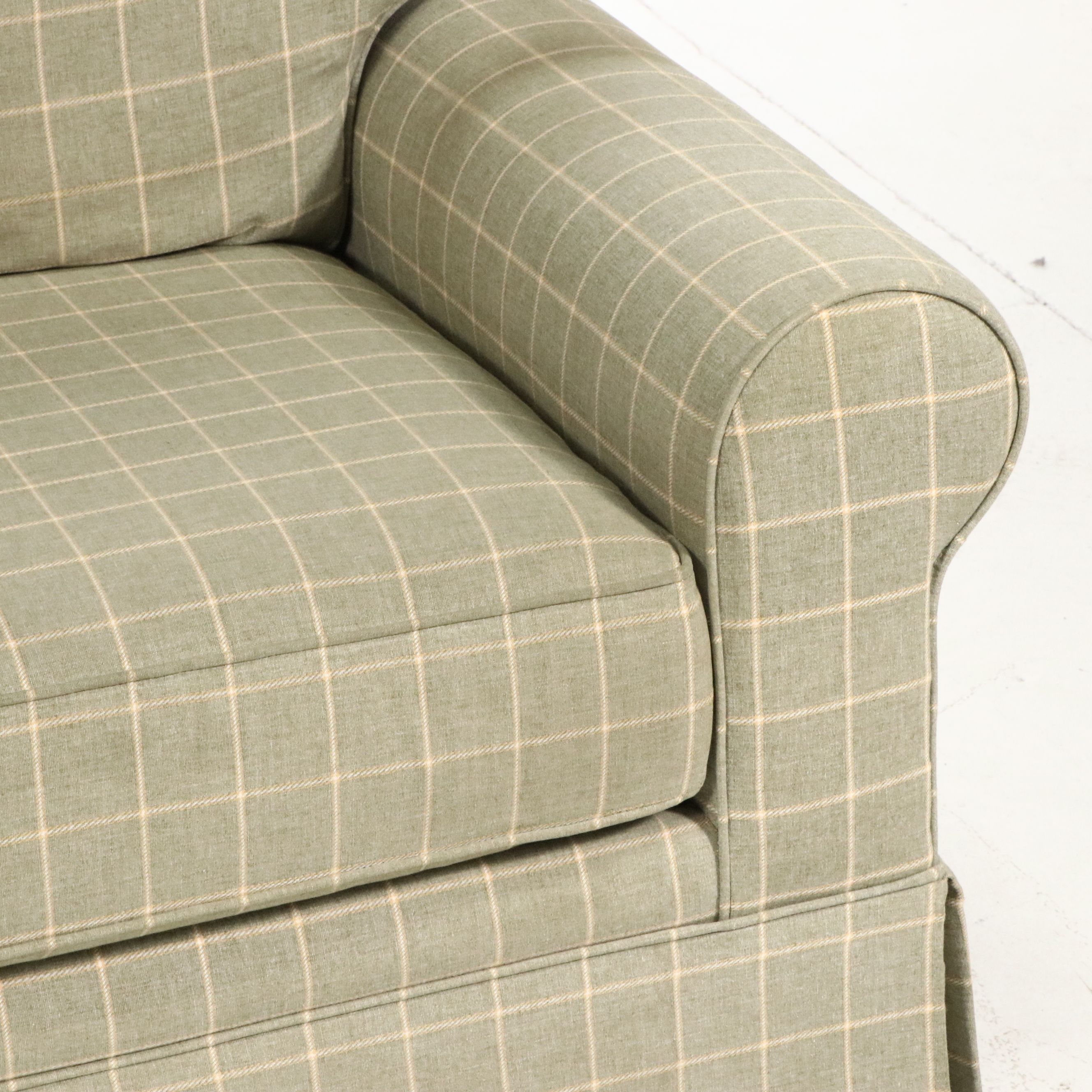 Berne Furniture Custom Built Three-Cushion Skirted Sofa, Late 20th Century