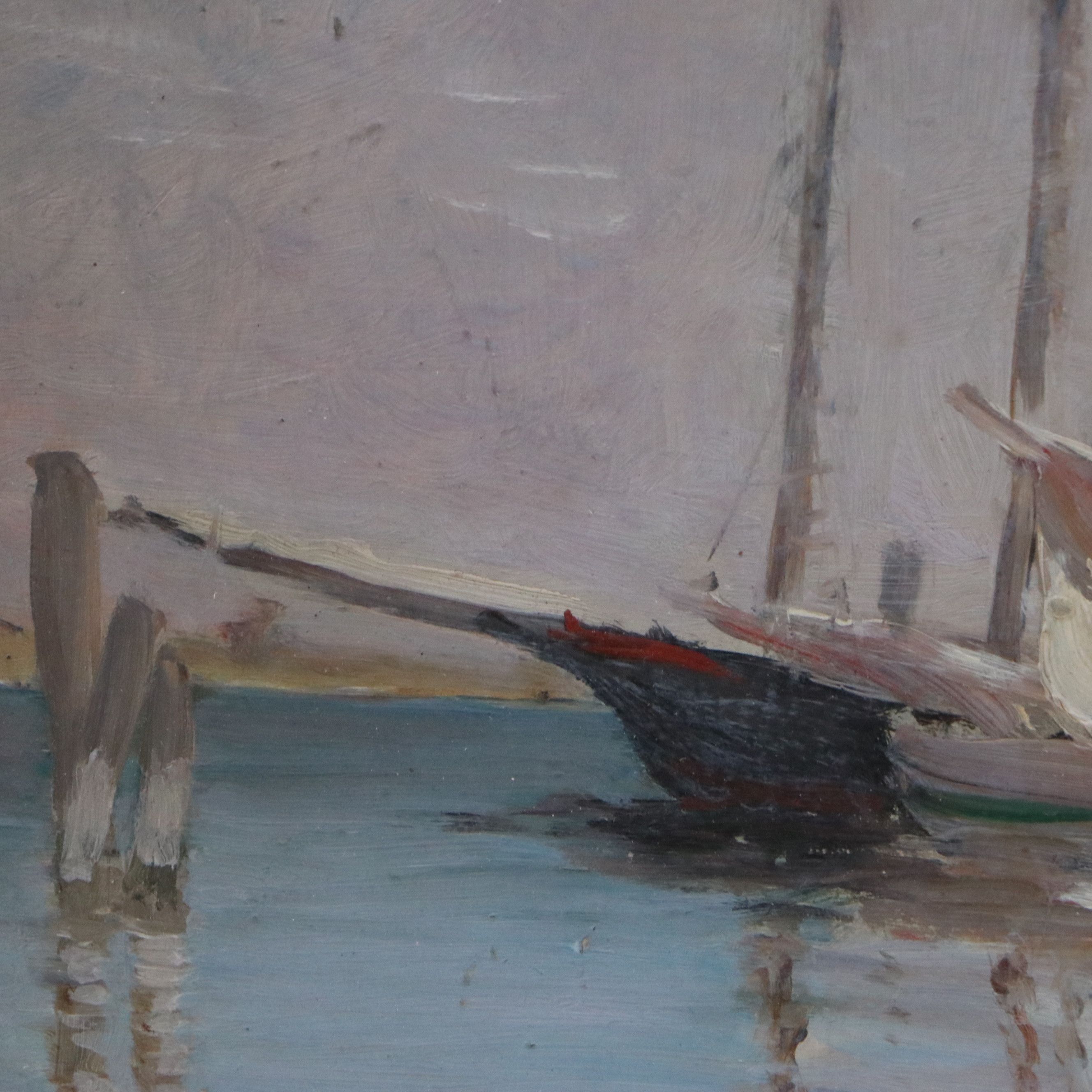 Sophie Norton Schuyler Dey Oil Painting of Wharf, Circa 1900