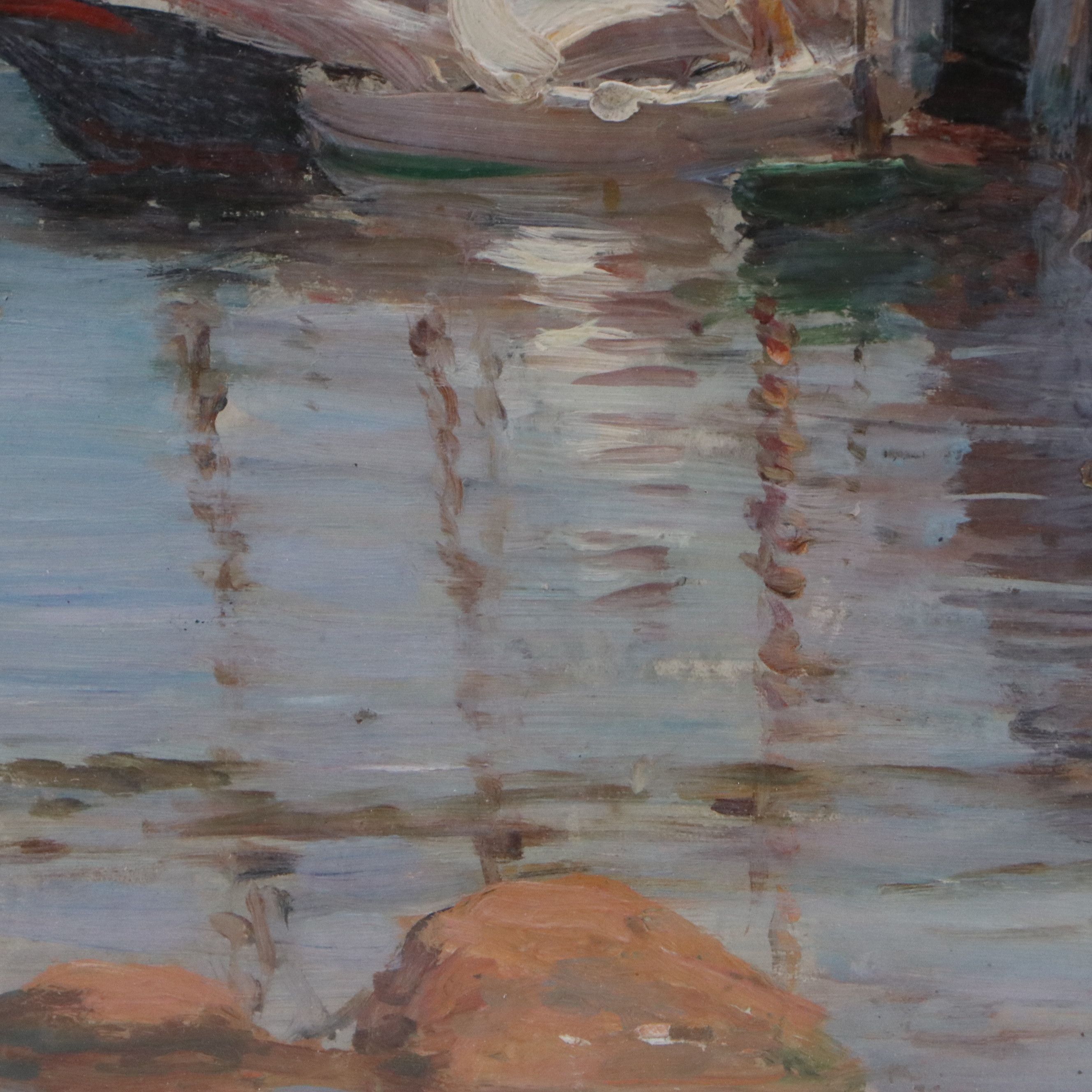 Sophie Norton Schuyler Dey Oil Painting of Wharf, Circa 1900