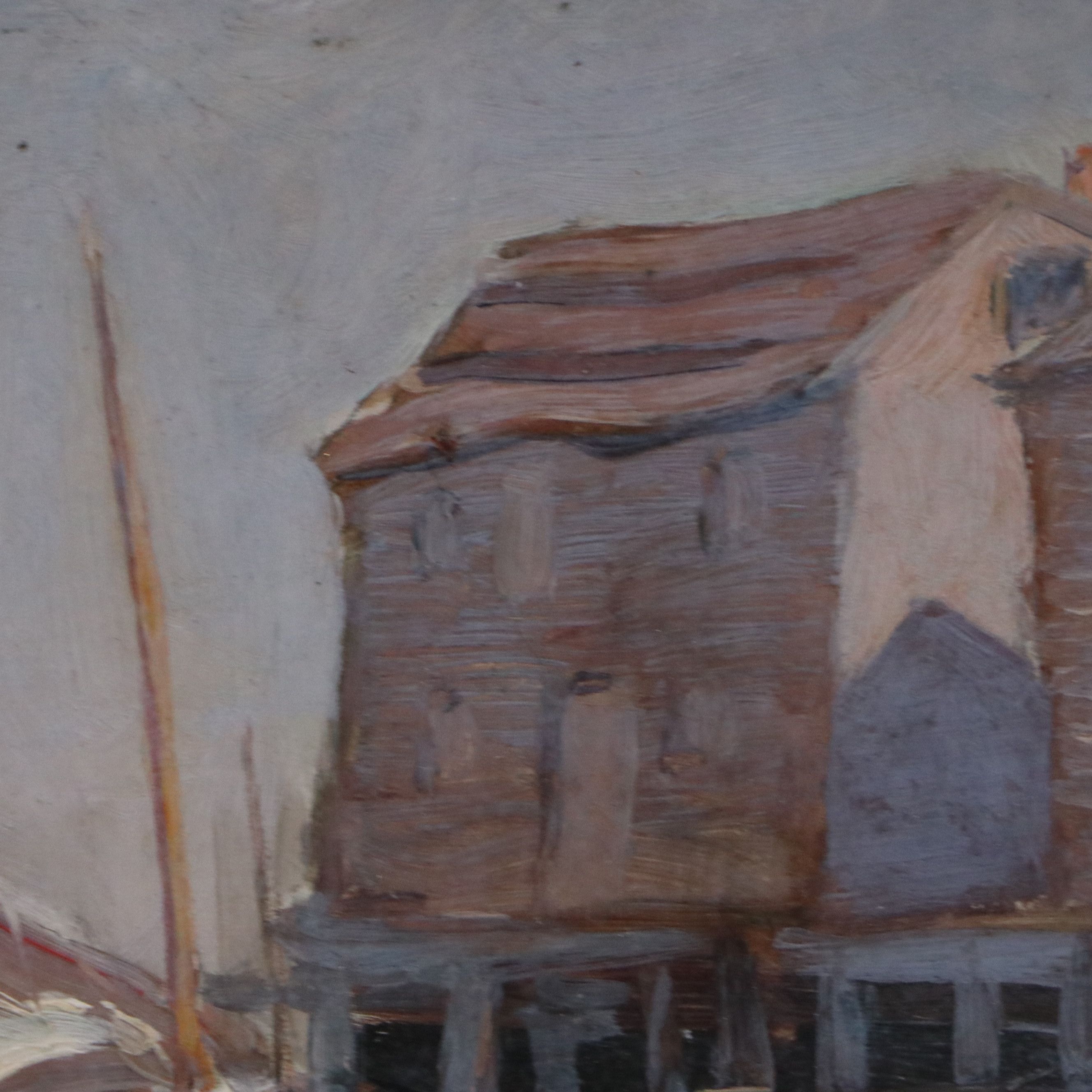 Sophie Norton Schuyler Dey Oil Painting of Wharf, Circa 1900