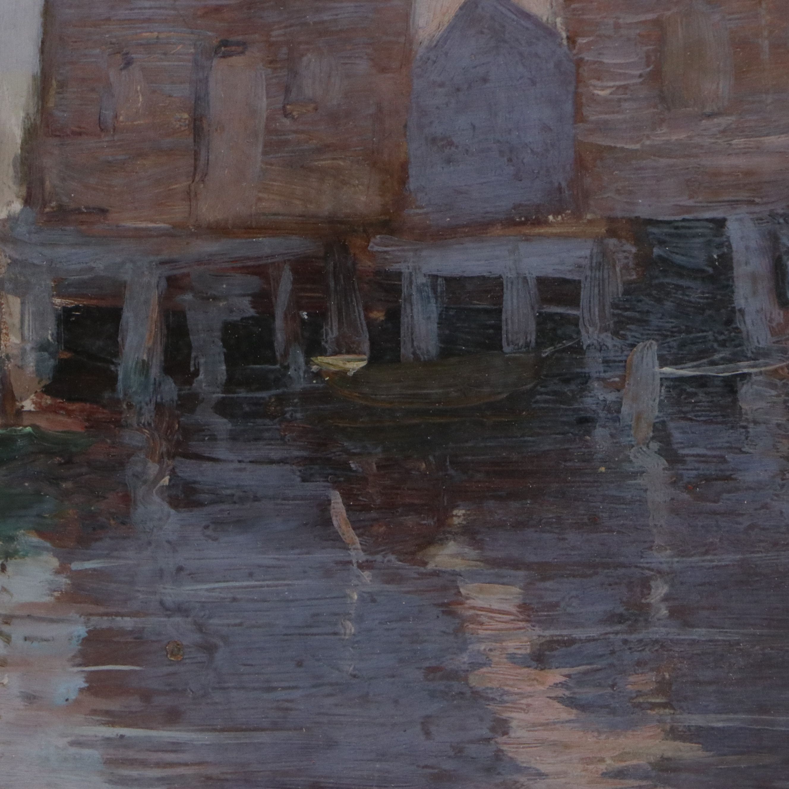 Sophie Norton Schuyler Dey Oil Painting of Wharf, Circa 1900