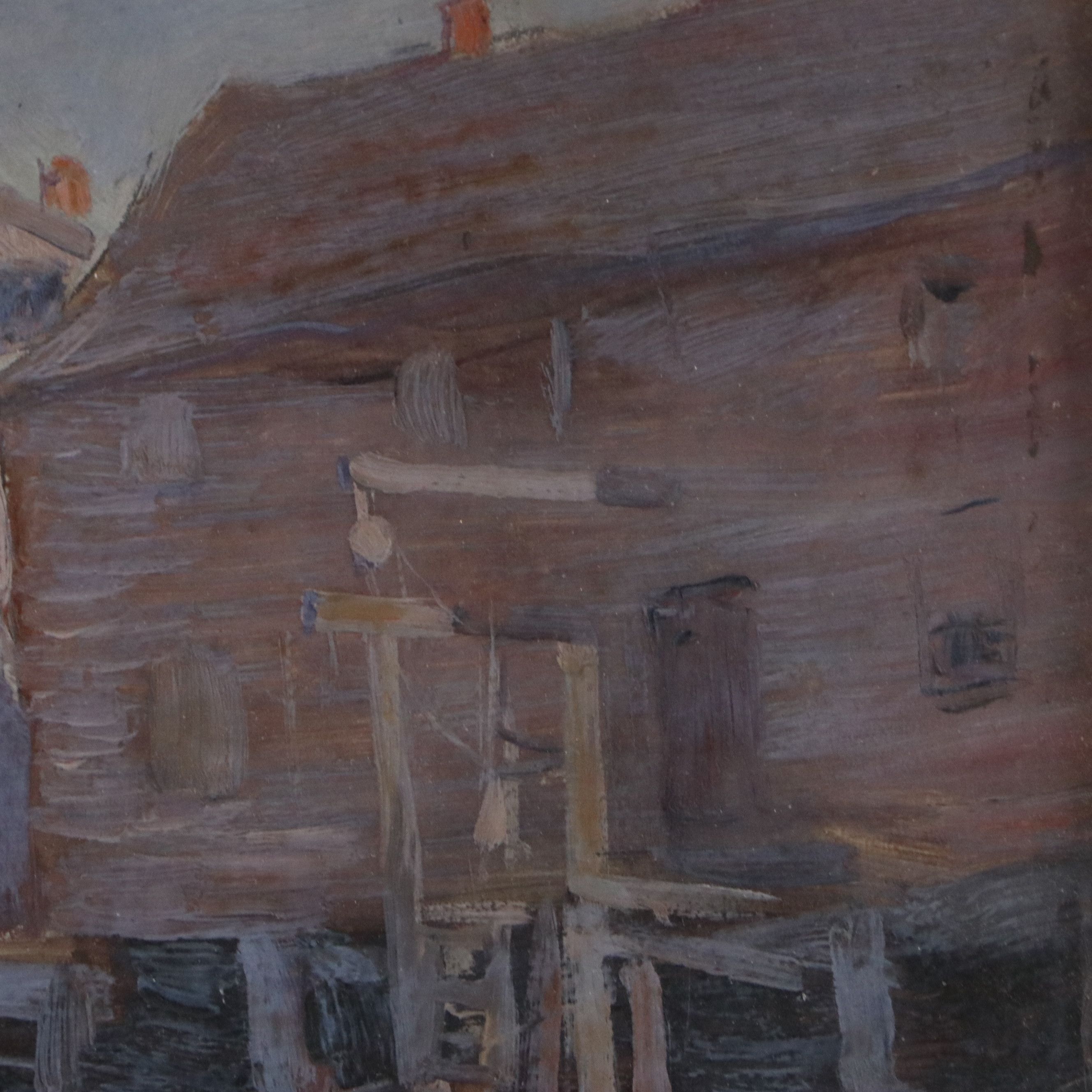 Sophie Norton Schuyler Dey Oil Painting of Wharf, Circa 1900