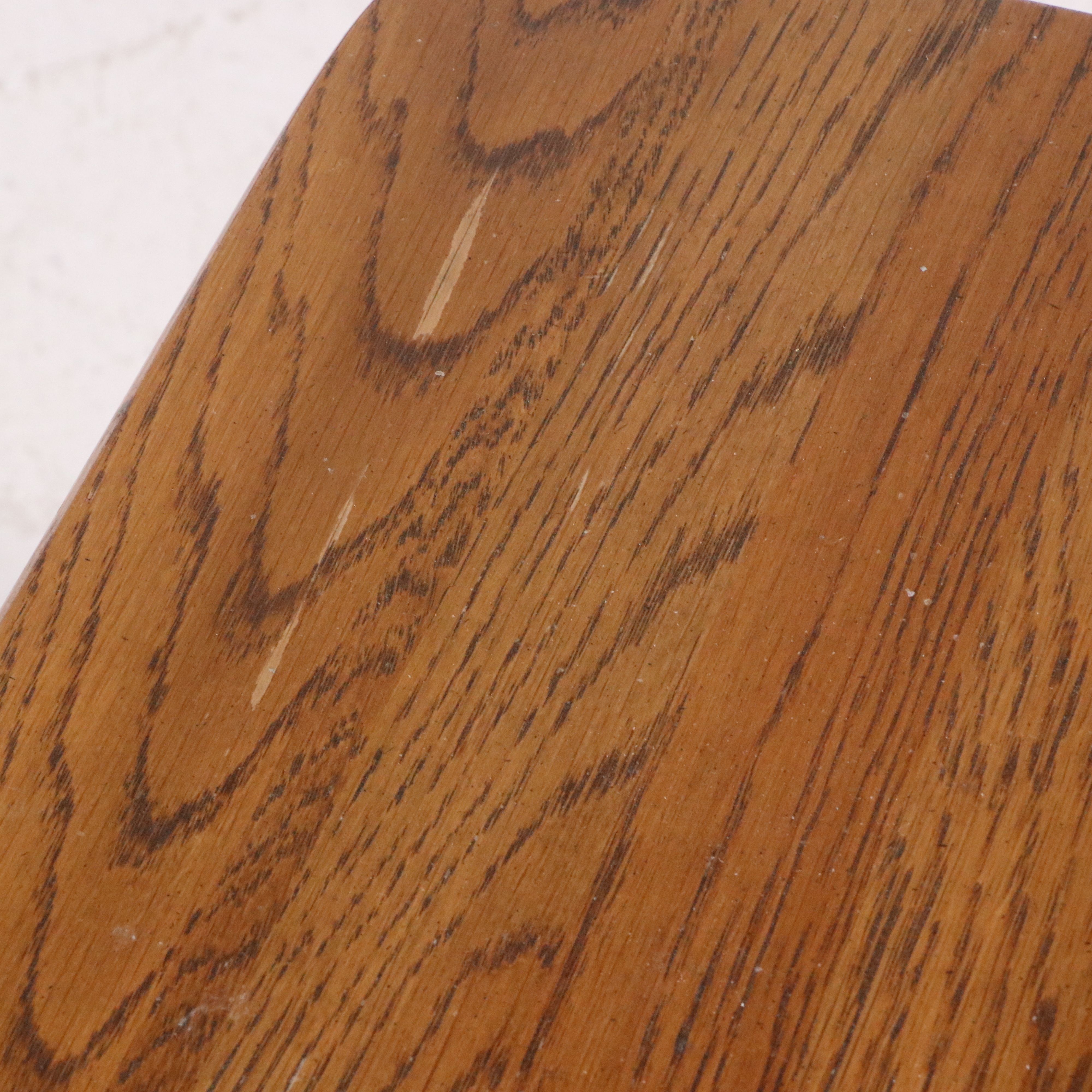 Pair of Country Colonial Style Oak Magazine End Tables, Late 20th Century