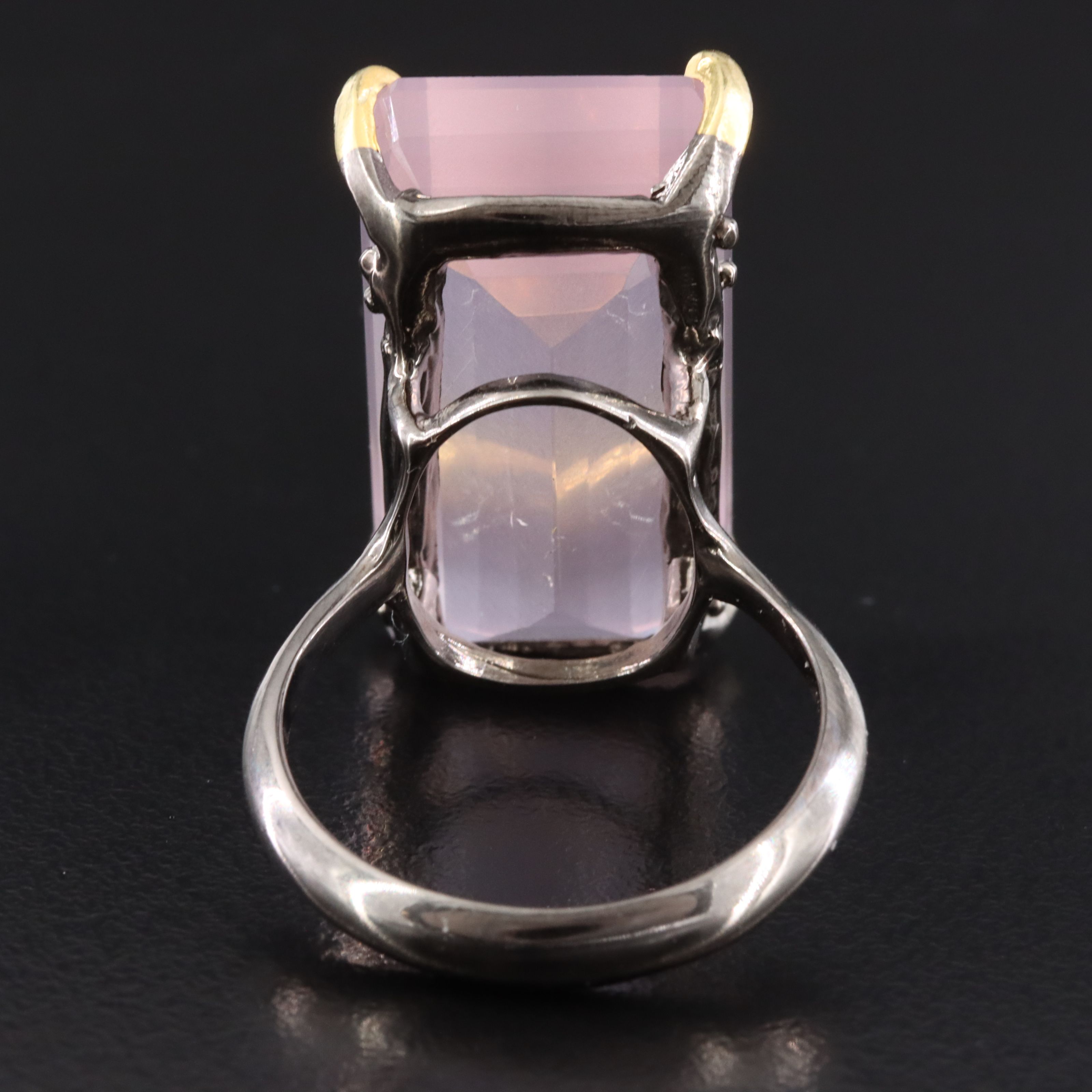 Sterling Rose Quartz and Sapphire Ring