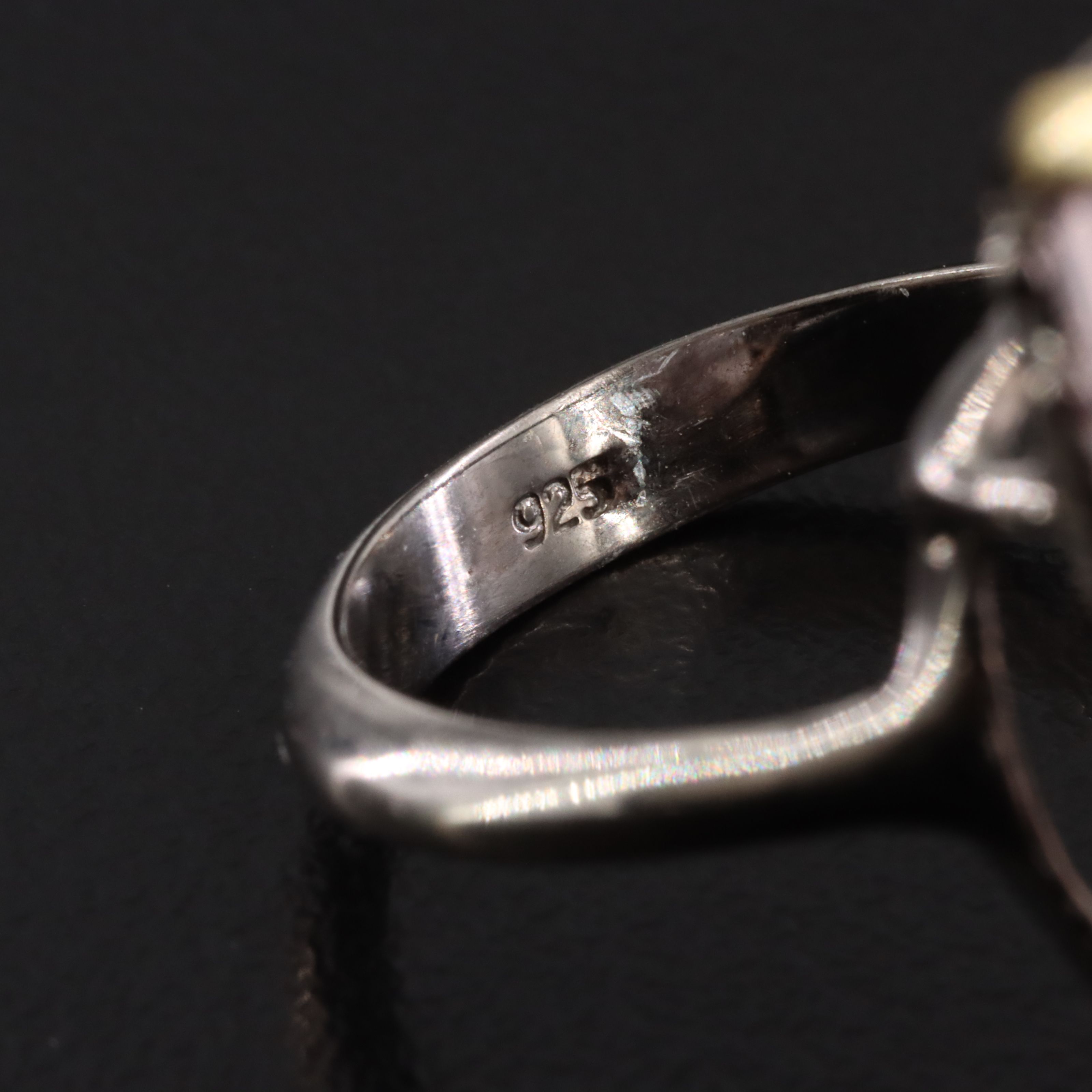 Sterling Rose Quartz and Sapphire Ring