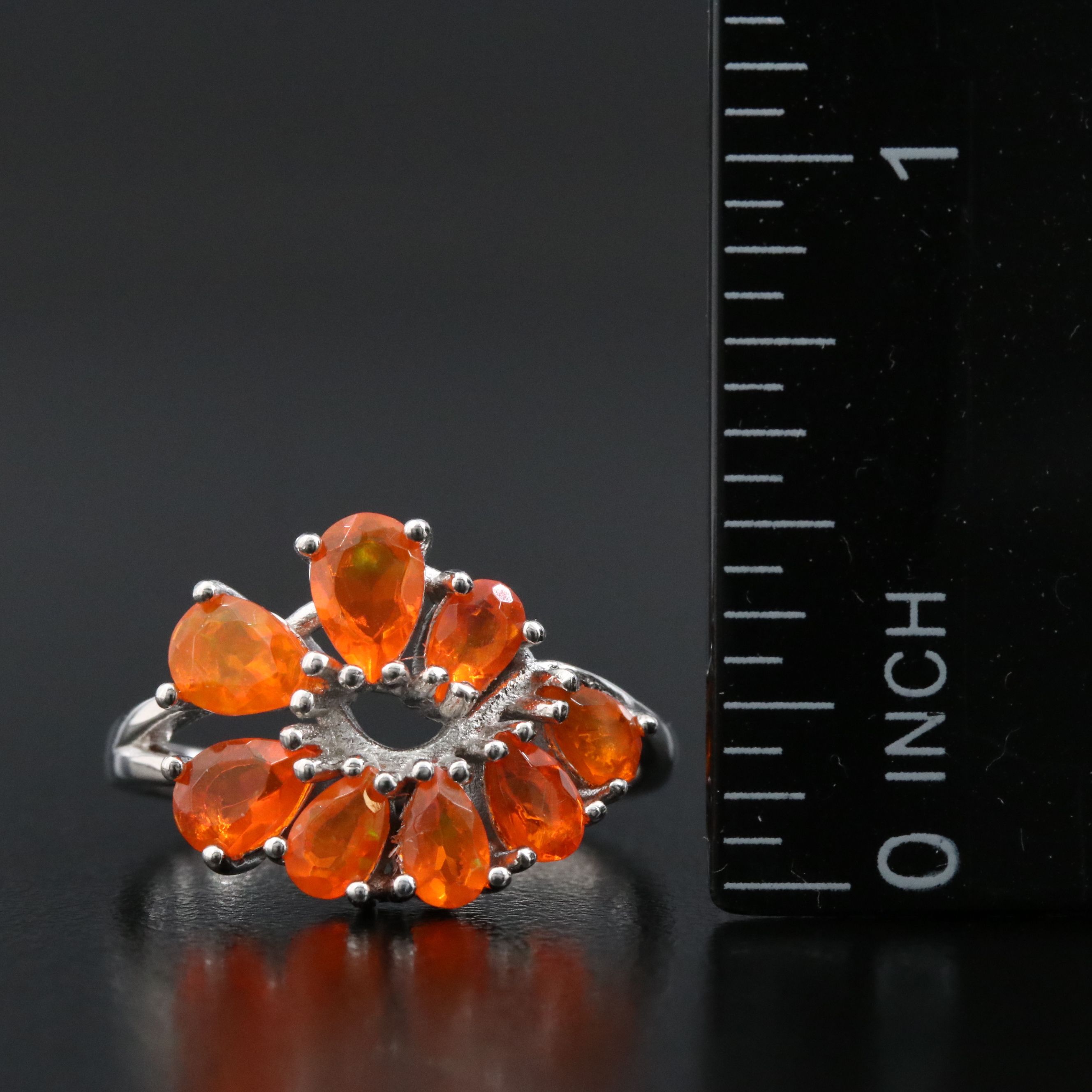 Sterling Fire Opal Ring