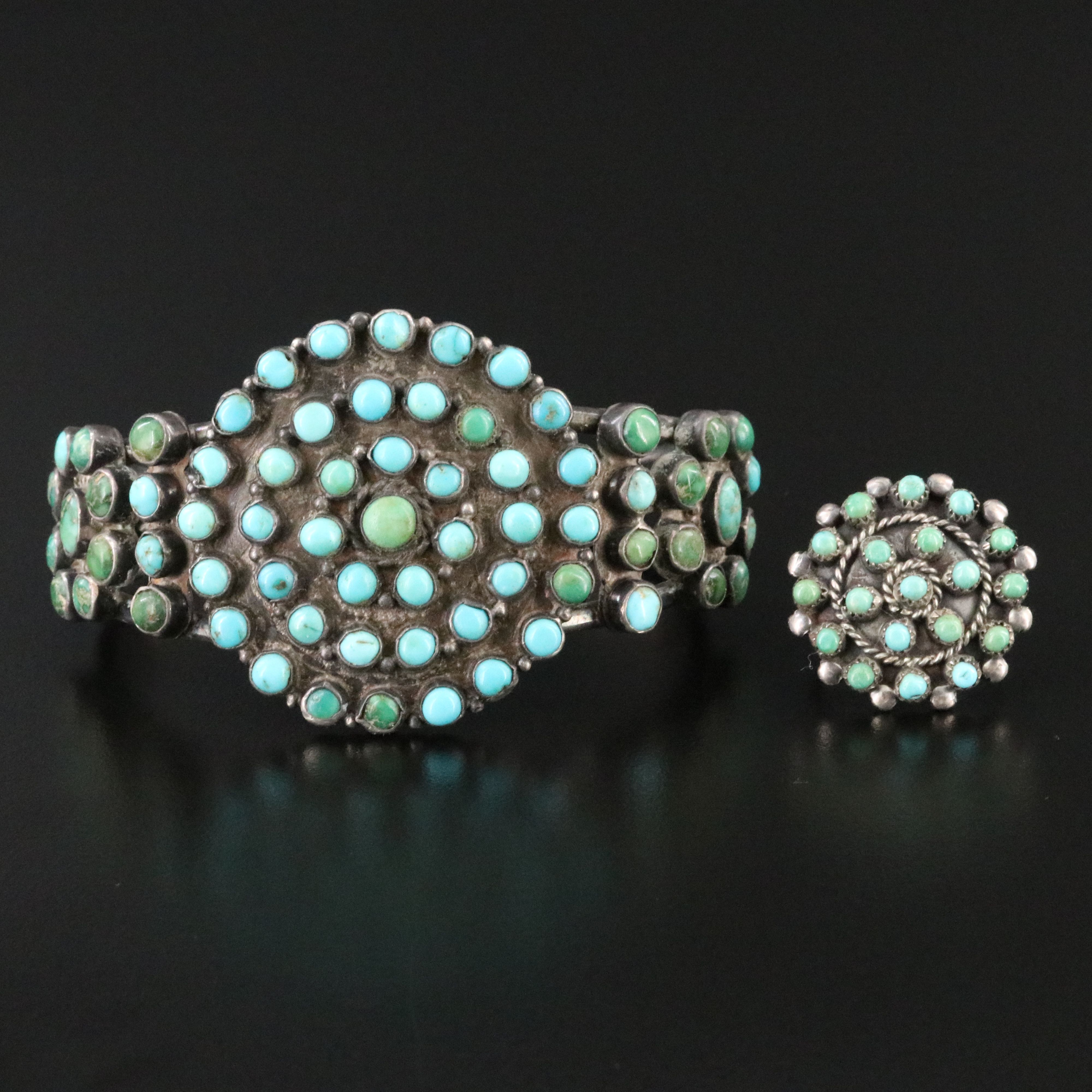 Sterling Turquoise  Ring and Cuff