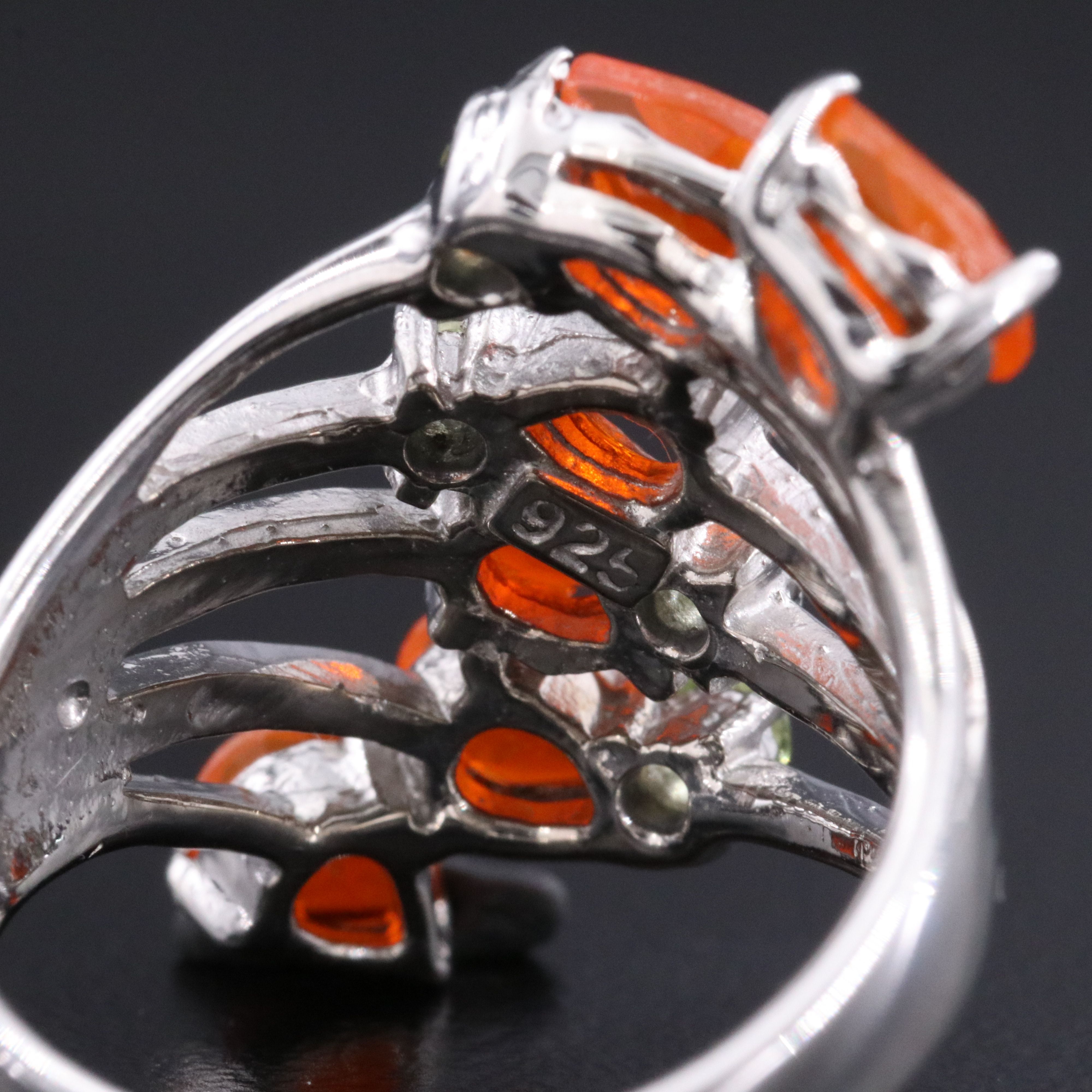 Sterling Opal and Peridot Ring