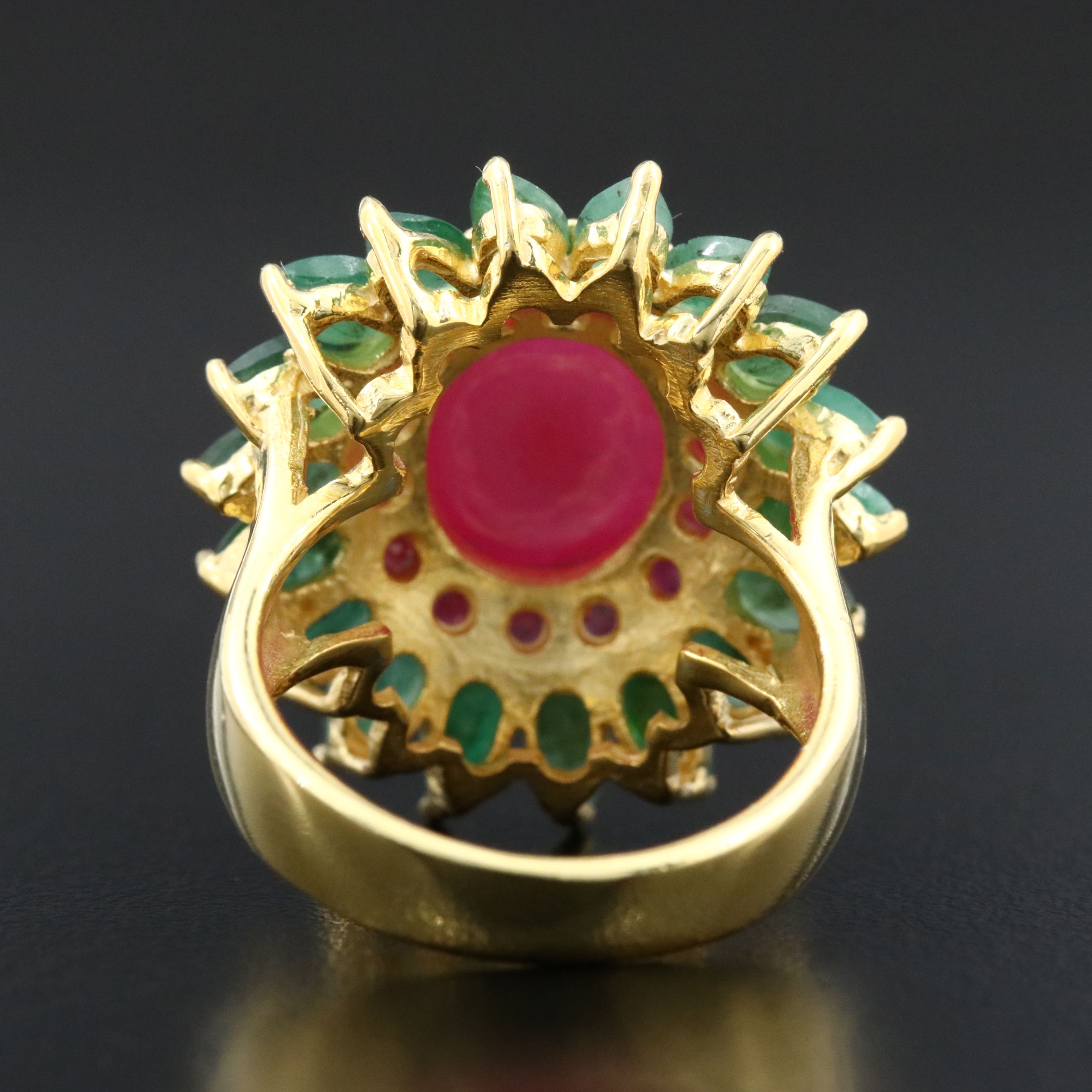 Sterling Ruby and Emerald Ring