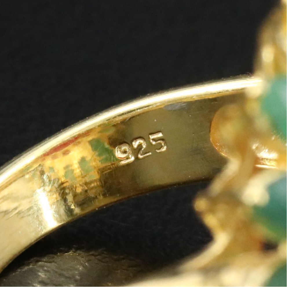 Sterling Ruby and Emerald Ring