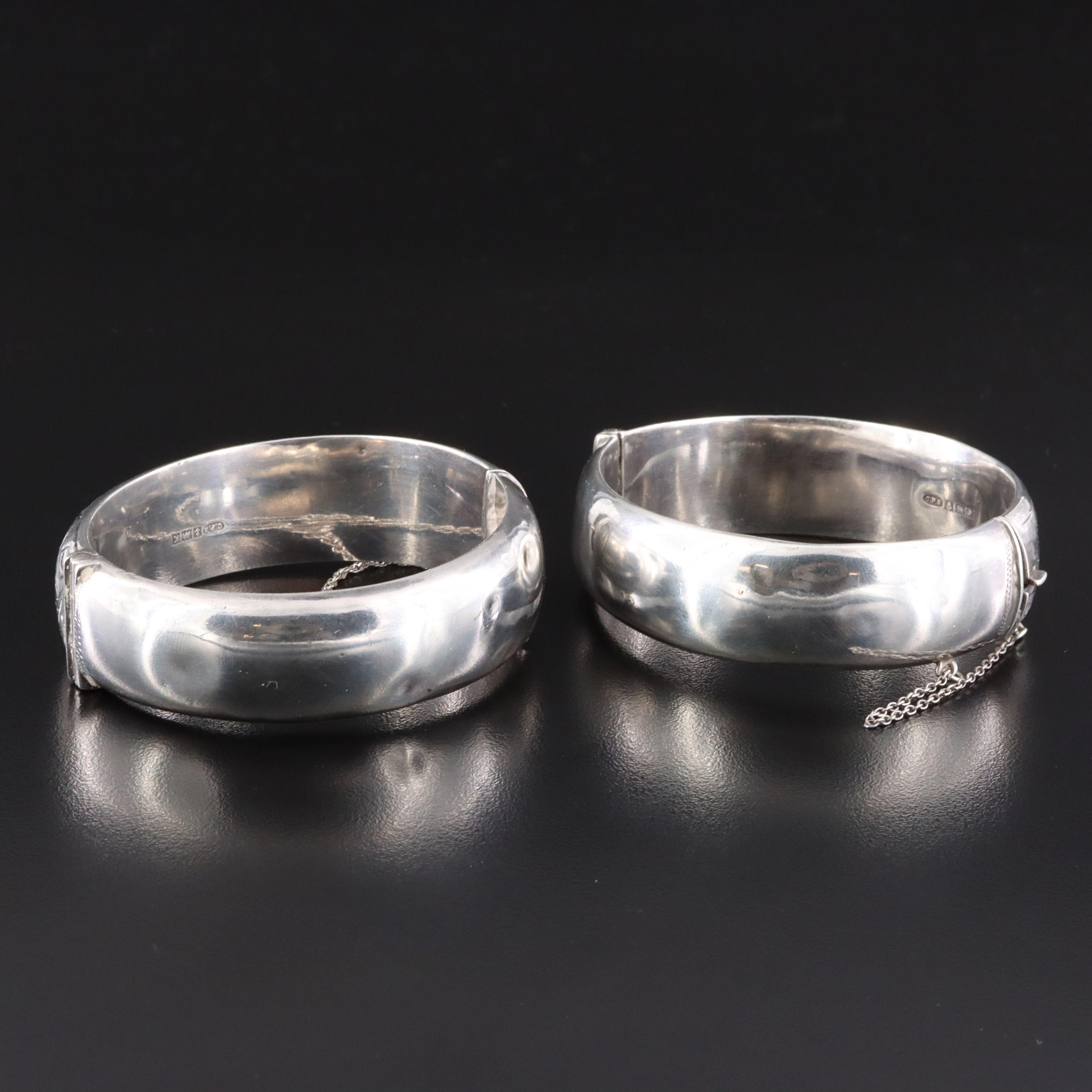 Vintage English CPS Jewellery Company Ltd Sterling Scrollwork Hinged Bangles