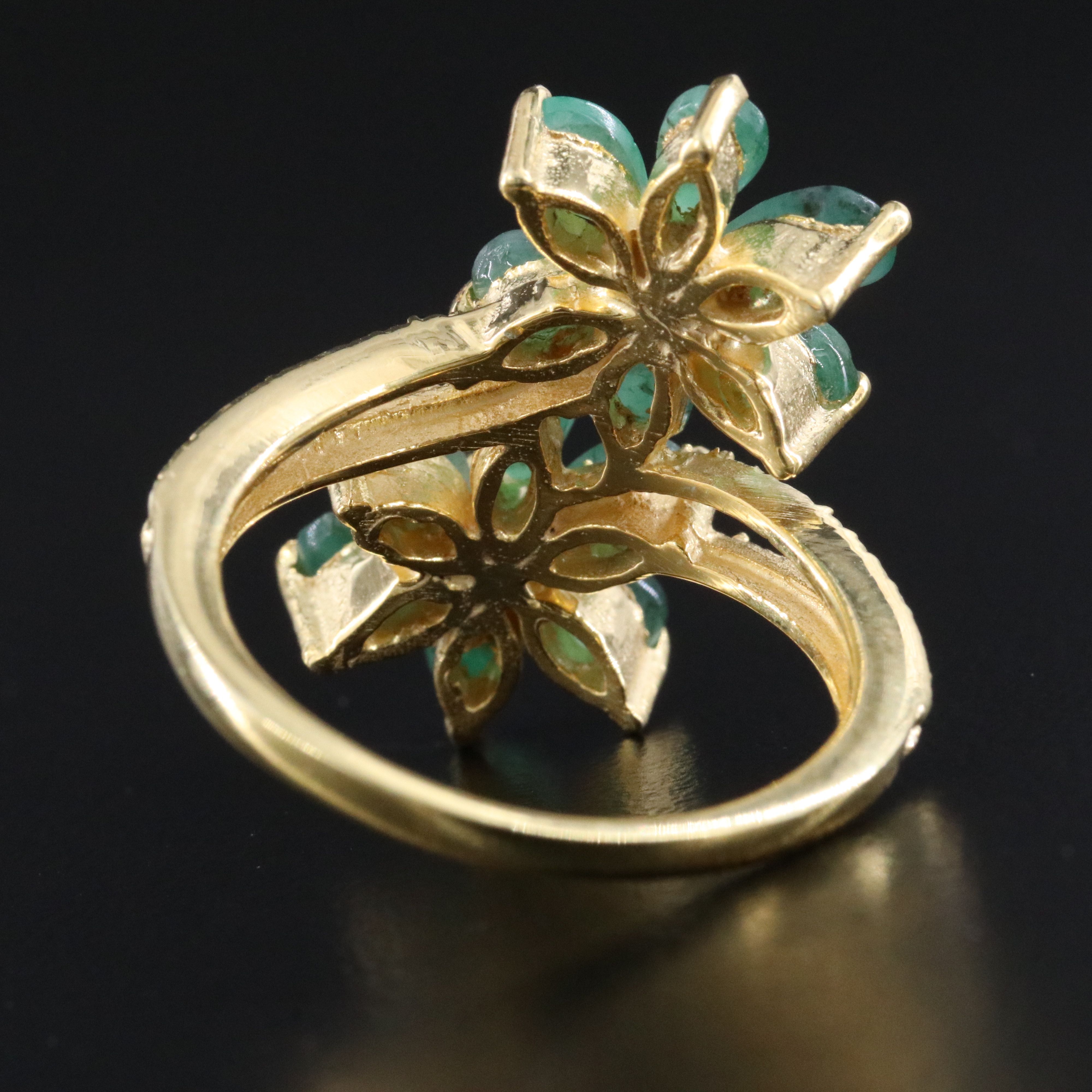 Sterling Emerald and Ruby Flower Ring